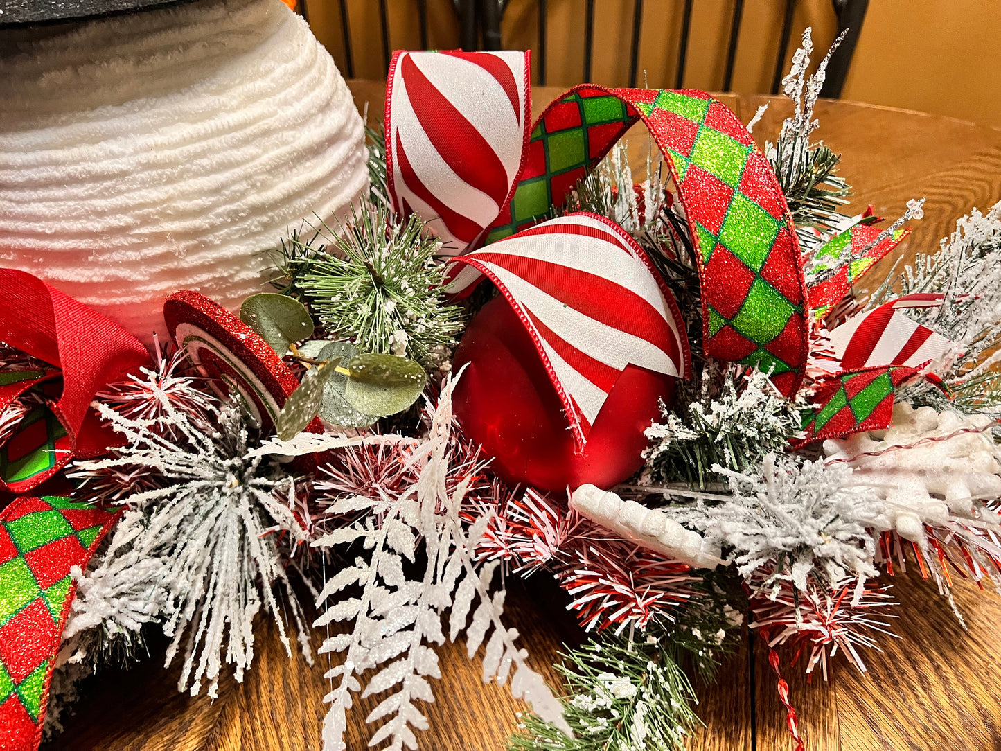 Christmas Centerpiece for dining table, Snowman centerpiece, Whimsical Holiday table, Large Christmas Centerpiece, Winter centerpiece