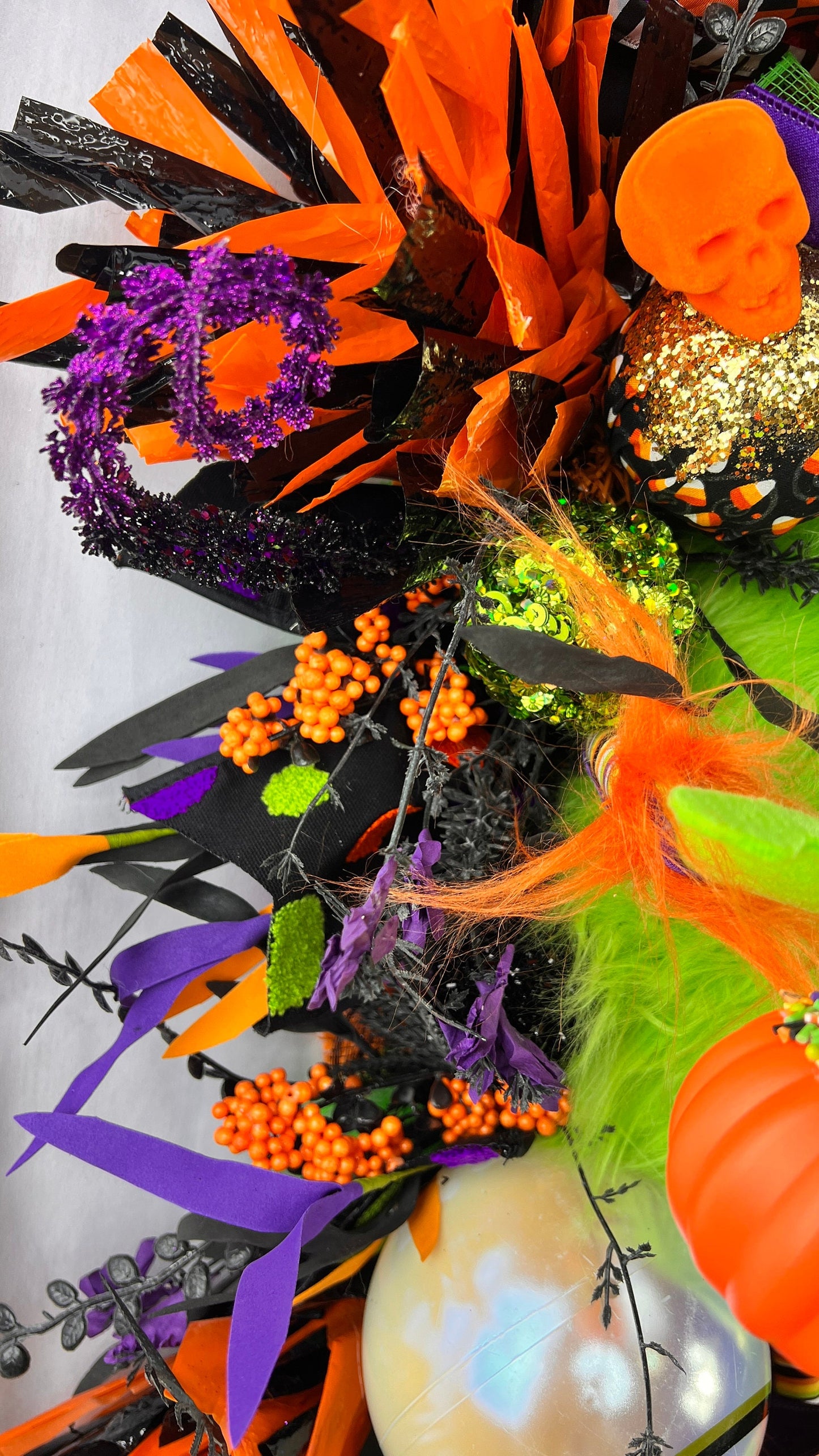 Green Halloween Swag Eyeball Door Wreath, Purple Orange Black Decoration