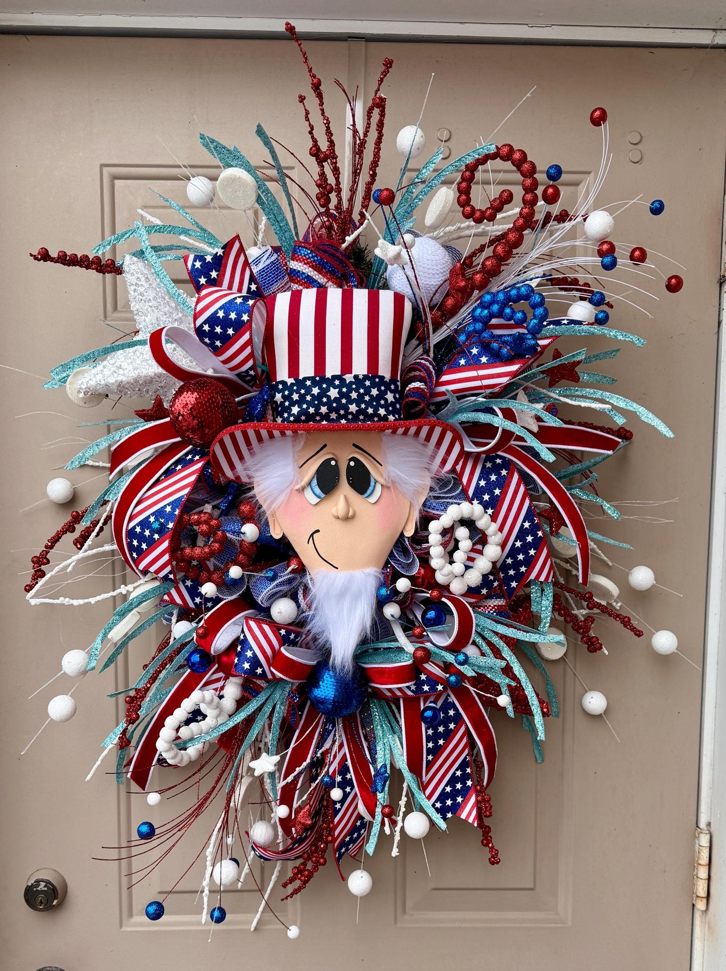 Handmade Patriotic Uncle Sam Wreath: 4th of July Americana Decor