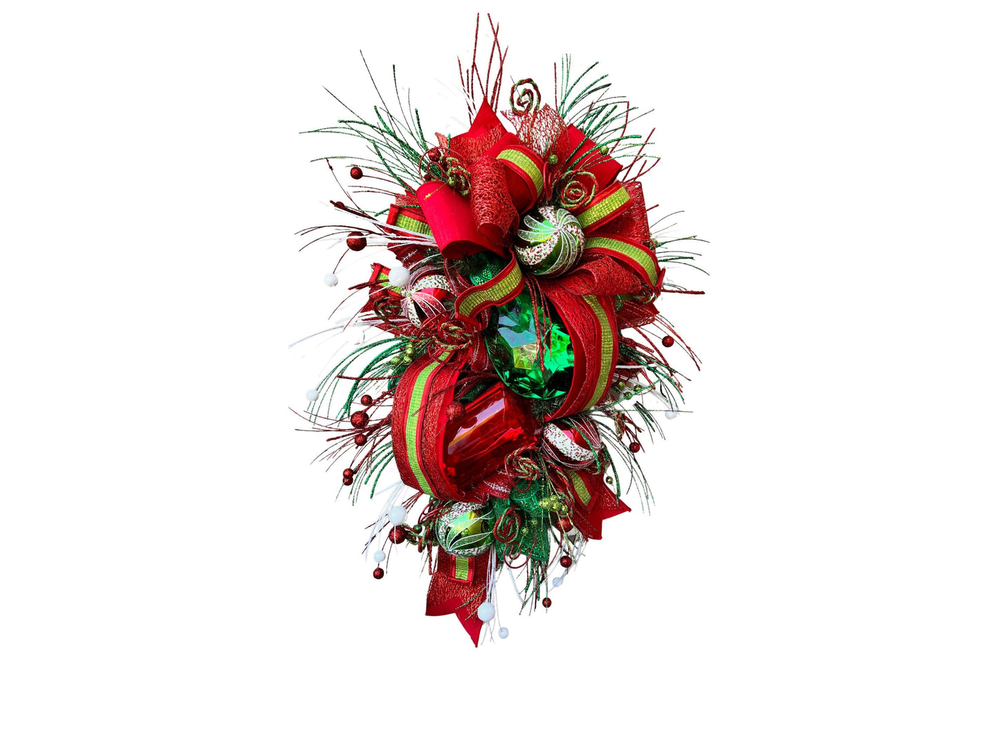 Handmade Christmas Swag: Red & Green Holiday Door Decor