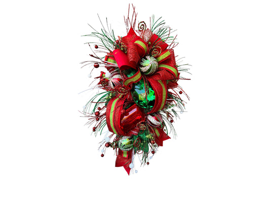 Handmade Christmas Swag: Red & Green Holiday Door Decor