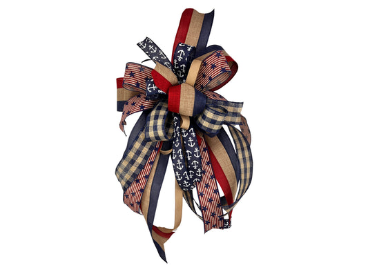 Patriotic Anchor Bow: Stars and Stripes Summer Home Decor