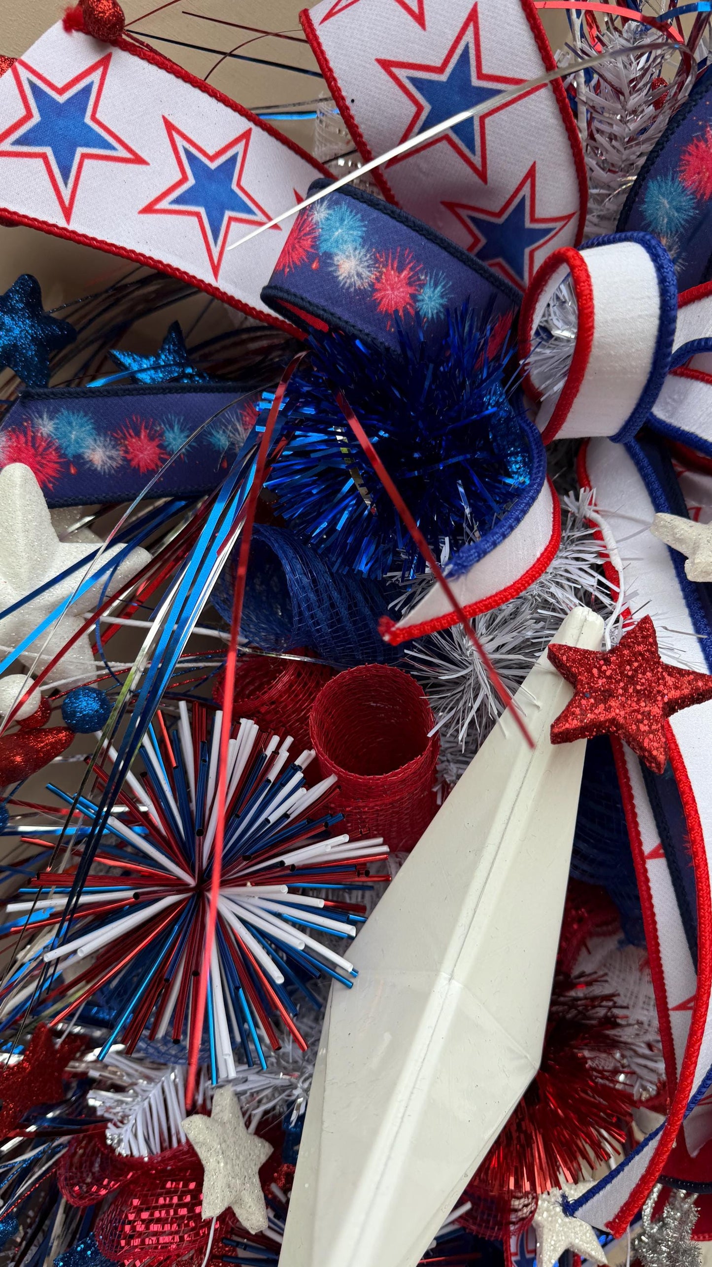 Patriotic Swag Wreath: Extra Large Americana 4th of July Door Decor