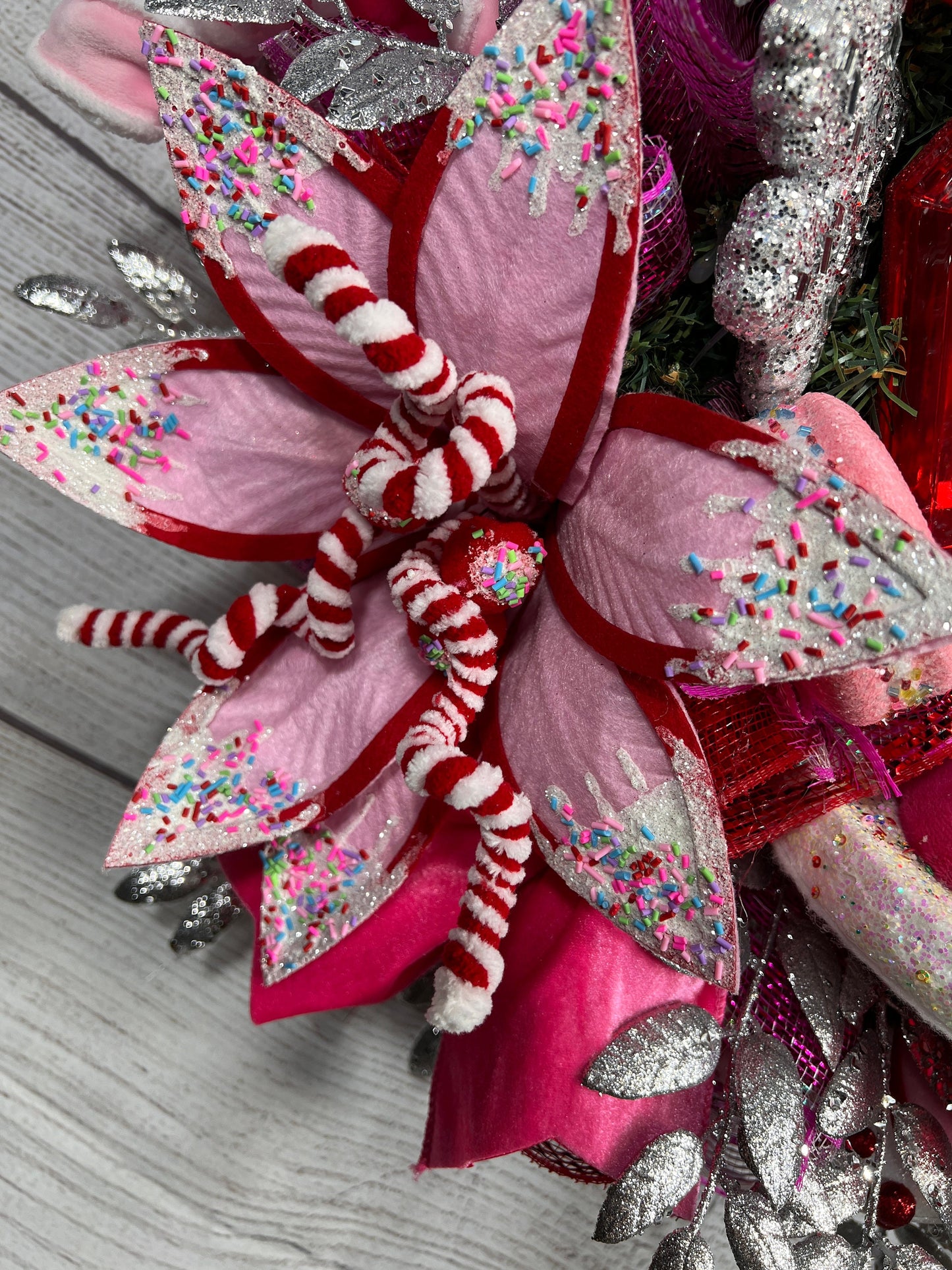 Trendy Nutcracker wreath, Seasonal Winter decorations, Pink and red Christmas,  Nutcracker Decorations, Jeweled Nutcracker.