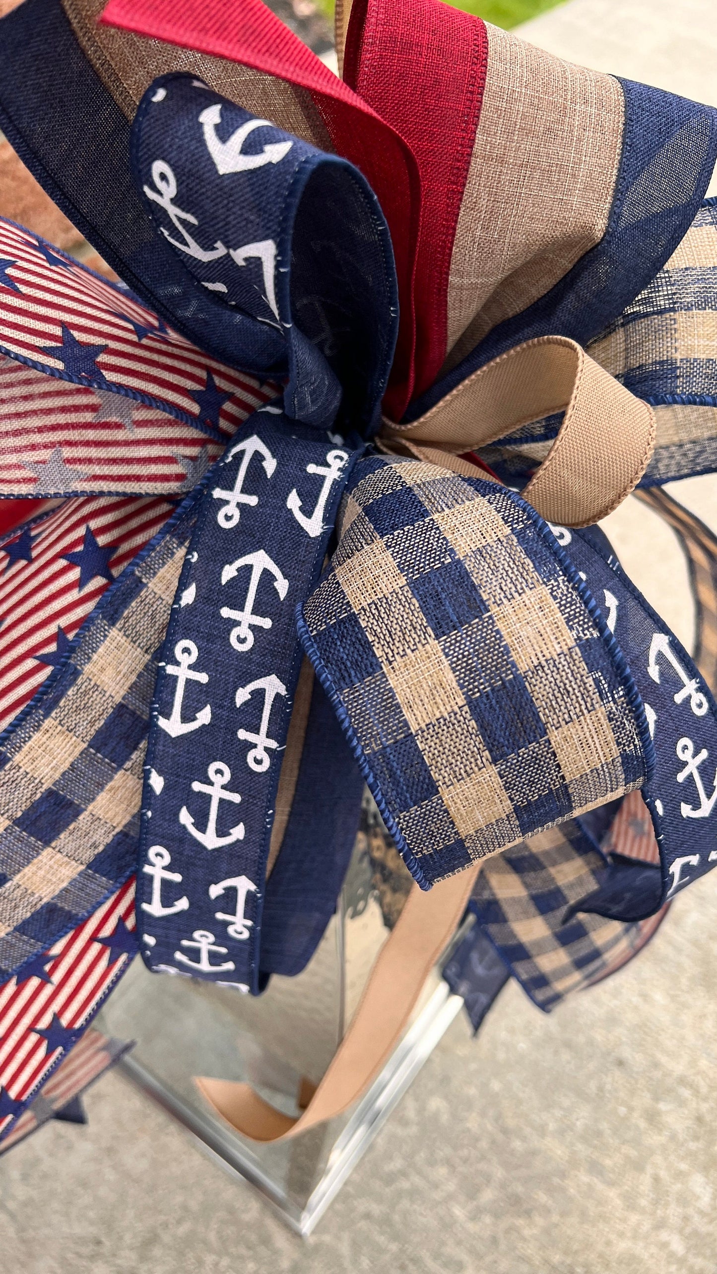 Patriotic Anchor Bow: Stars and Stripes Summer Home Decor