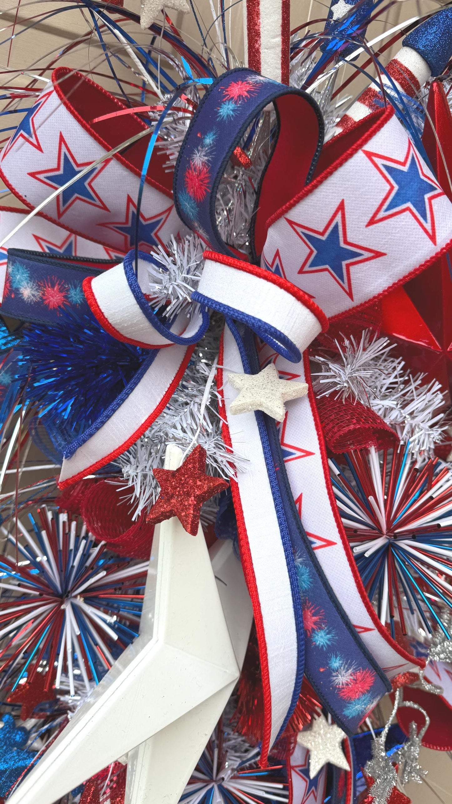 Patriotic Swag Wreath: Extra Large Americana 4th of July Door Decor