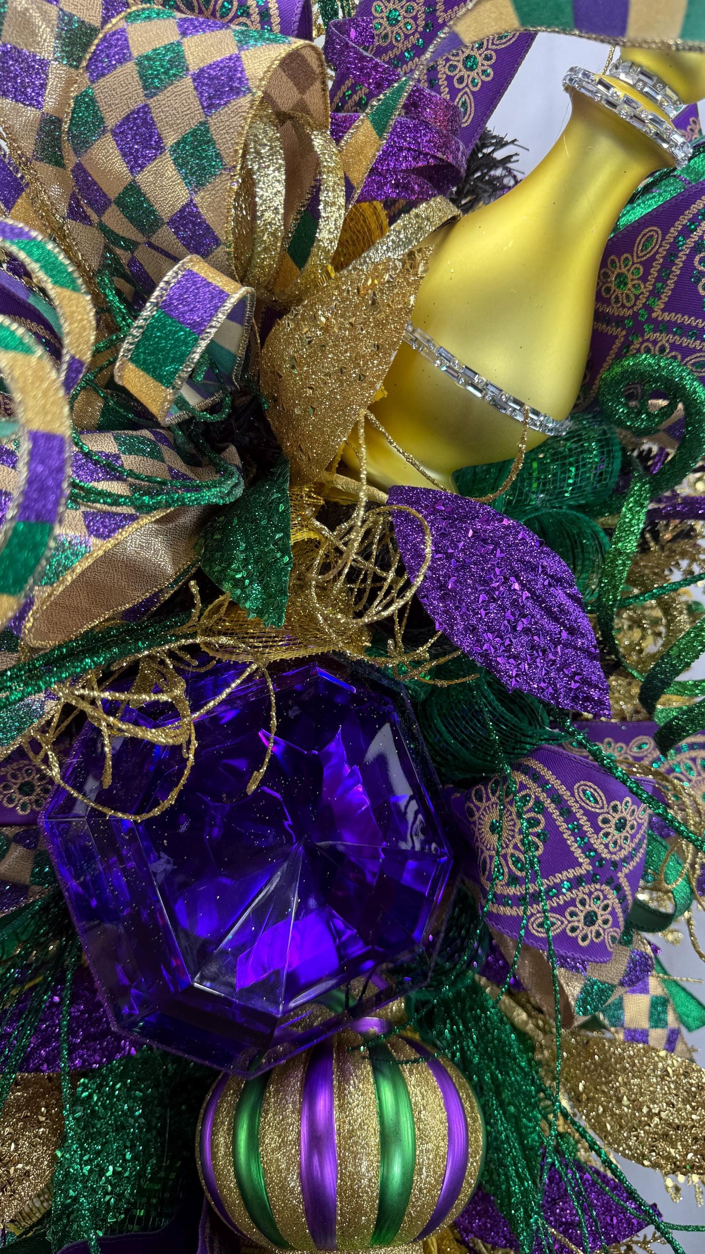 Mardi Gras Wreath Swag: Purple, Green, and Gold Fleur de Lis Decor