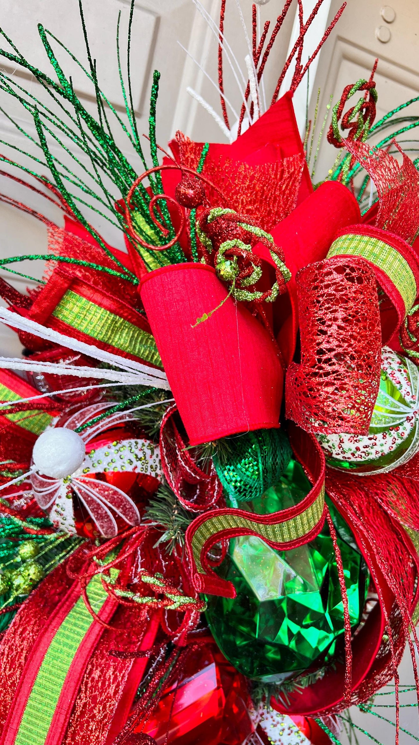 Handmade Christmas Swag: Red & Green Holiday Door Decor