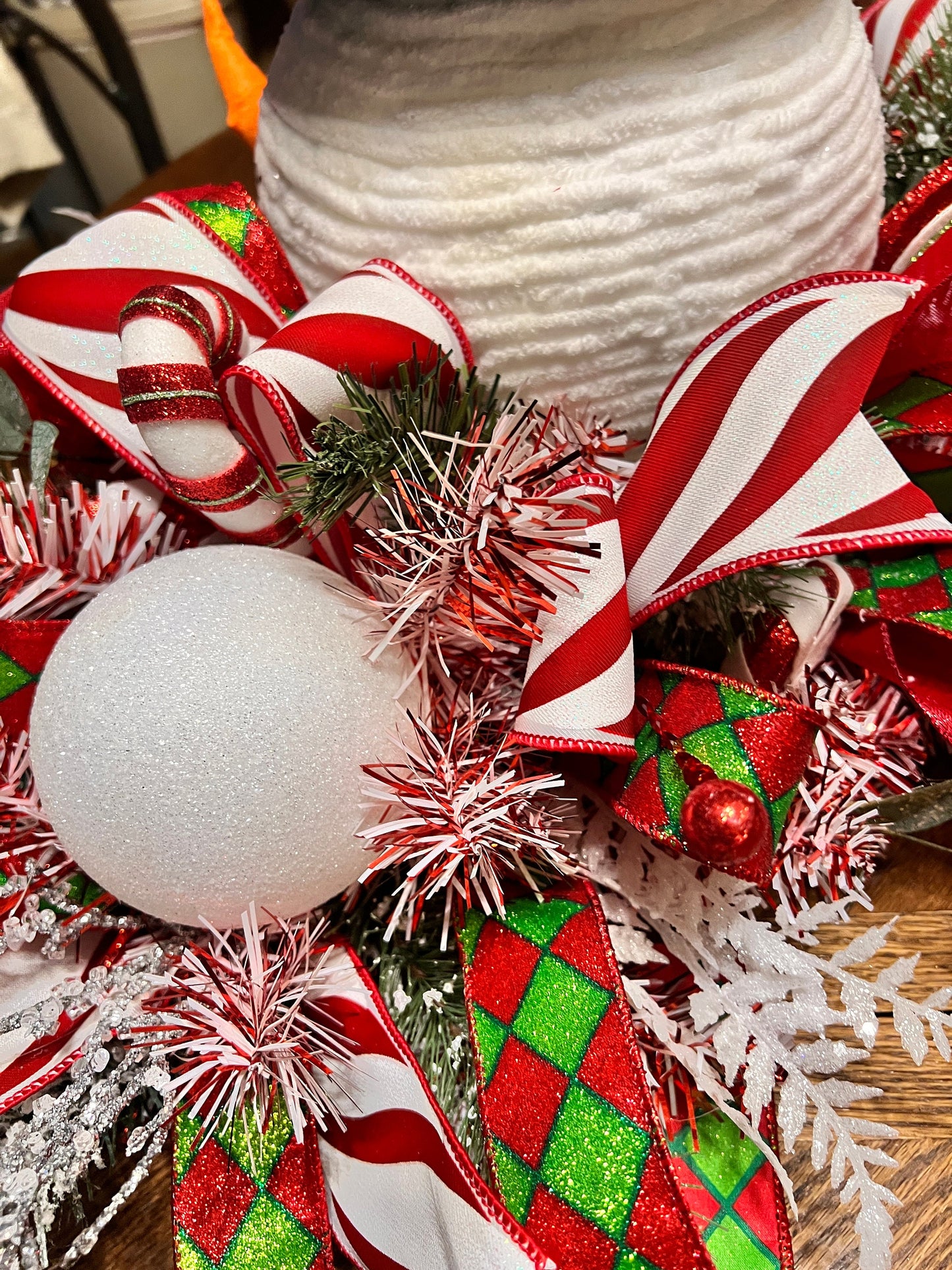 Christmas Centerpiece for dining table, Snowman centerpiece, Whimsical Holiday table, Large Christmas Centerpiece, Winter centerpiece