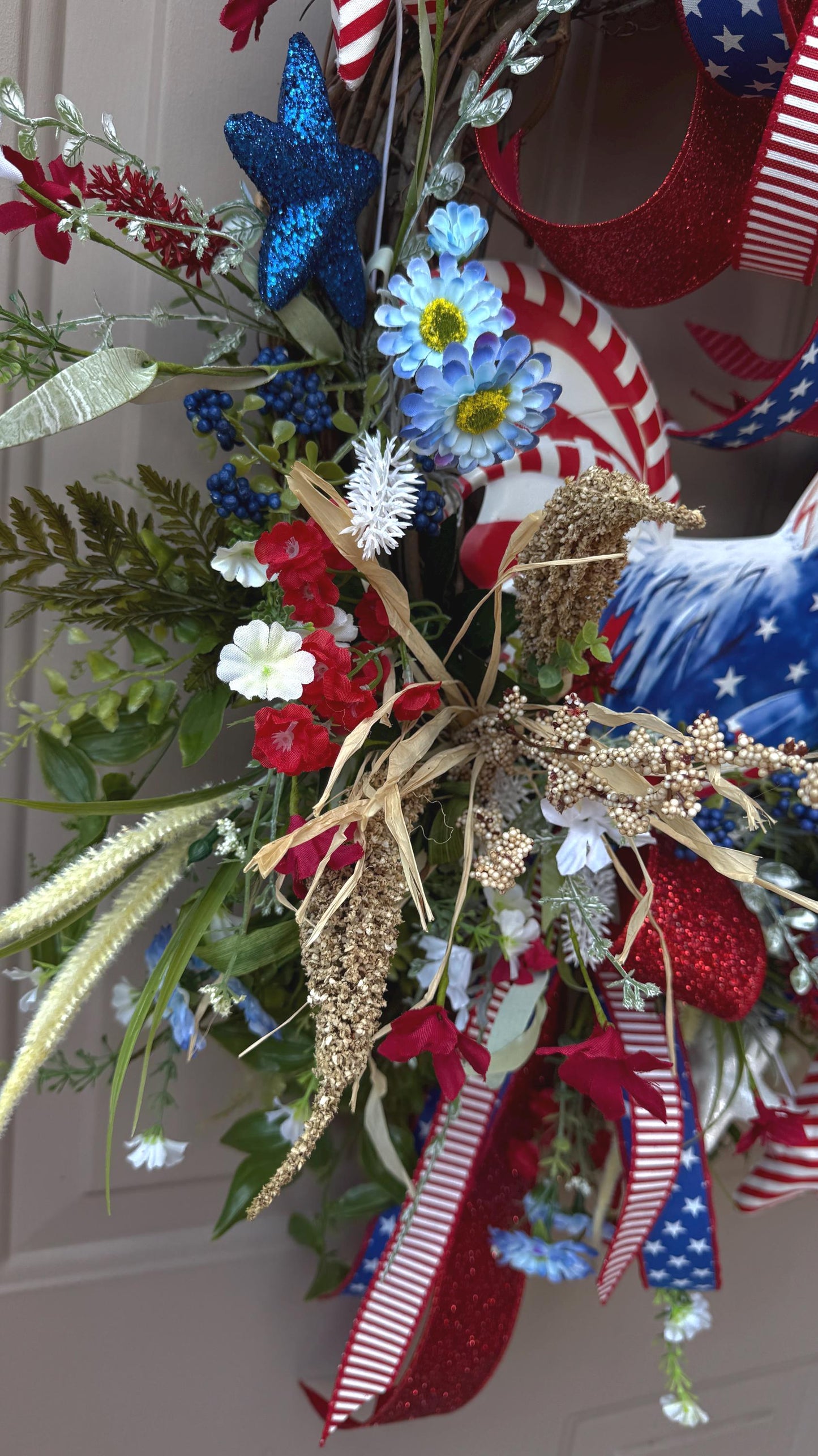 Patriotic Rooster Wreath: Americana Grapevine, 4th of July Decor