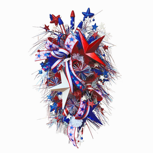 Patriotic Swag Wreath: Extra Large Americana 4th of July Door Decor