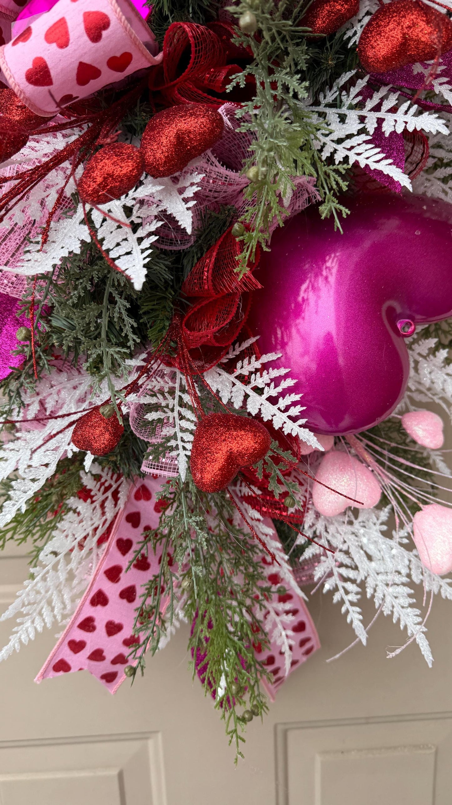 Valentine's Day Swag: Pink Gem Heart Wreath, Front Door Decor