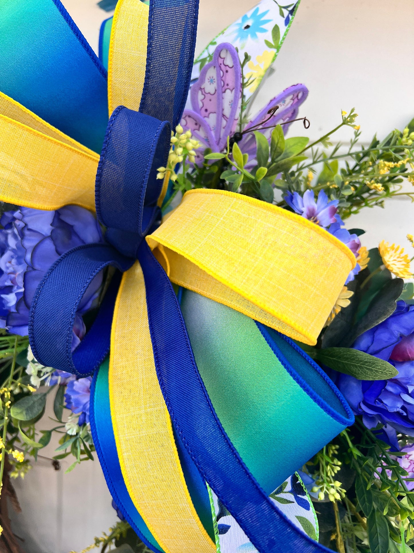 Blue Peony Wreath: Floral Grapevine, Summer Farmhouse Decor