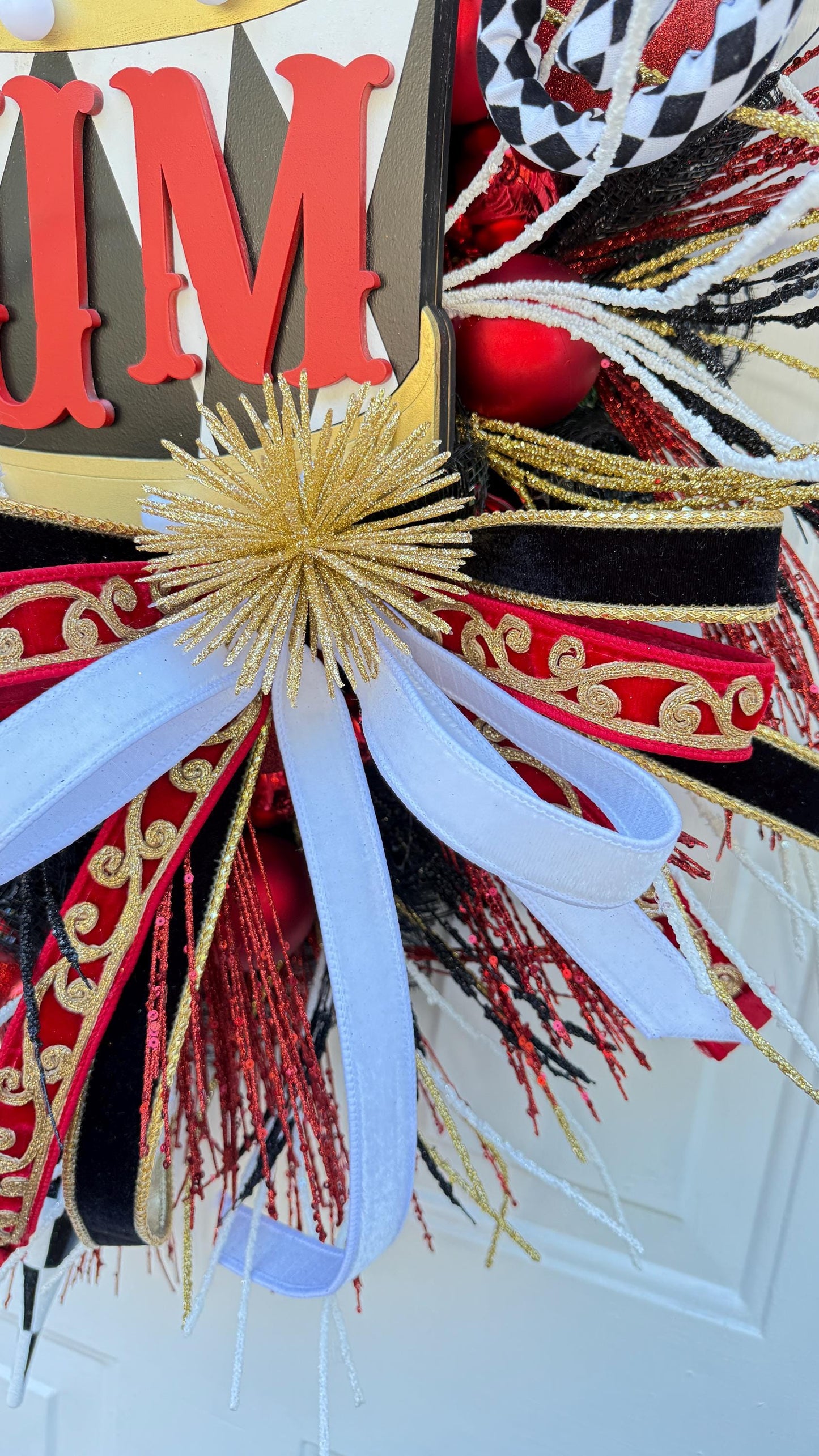Little Drummer Boy Christmas Swag: Red, Black & Gold Holiday Decor