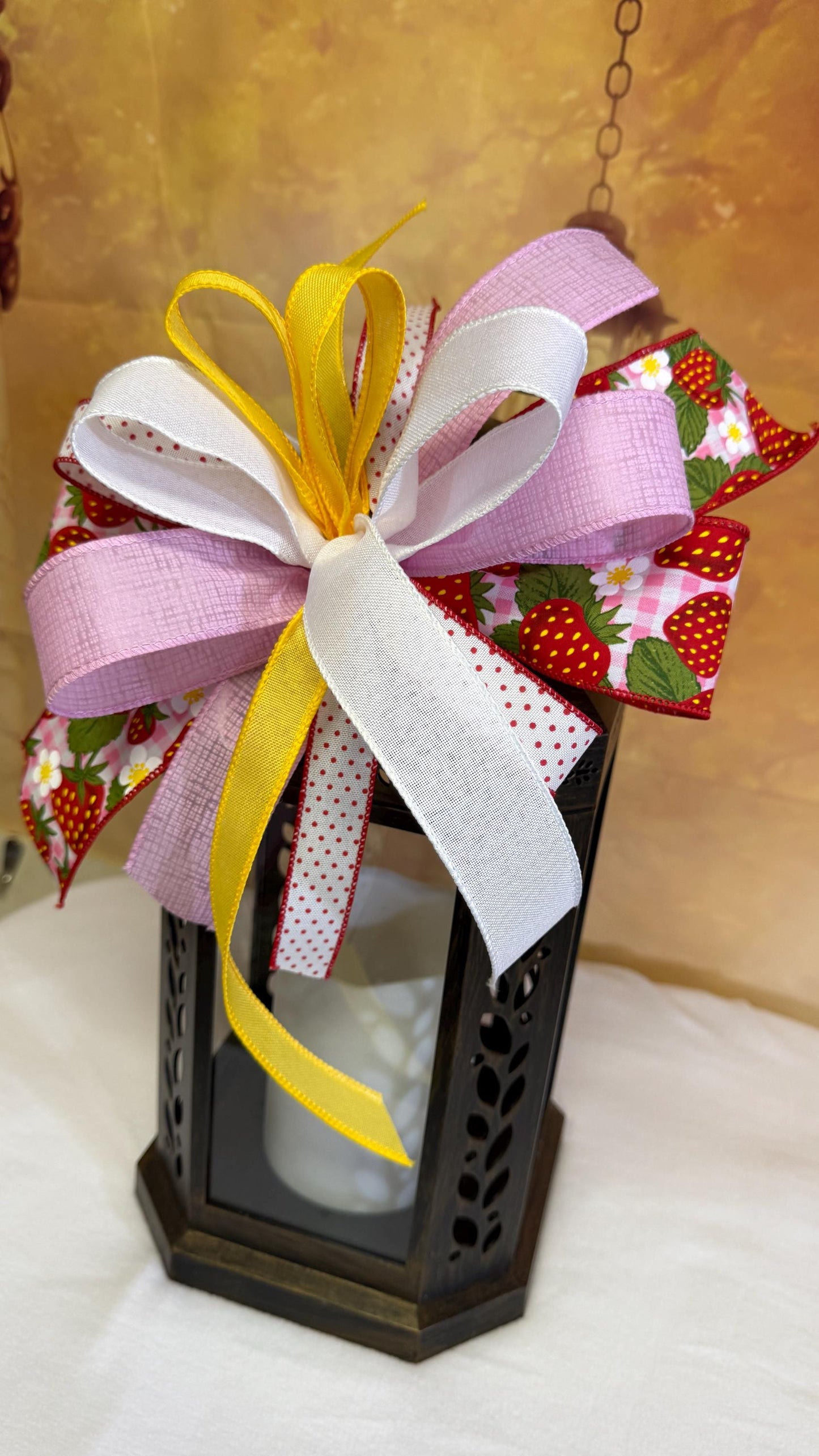 Strawberry Summer Bow: Red Gingham Party Decor (12 Inch)