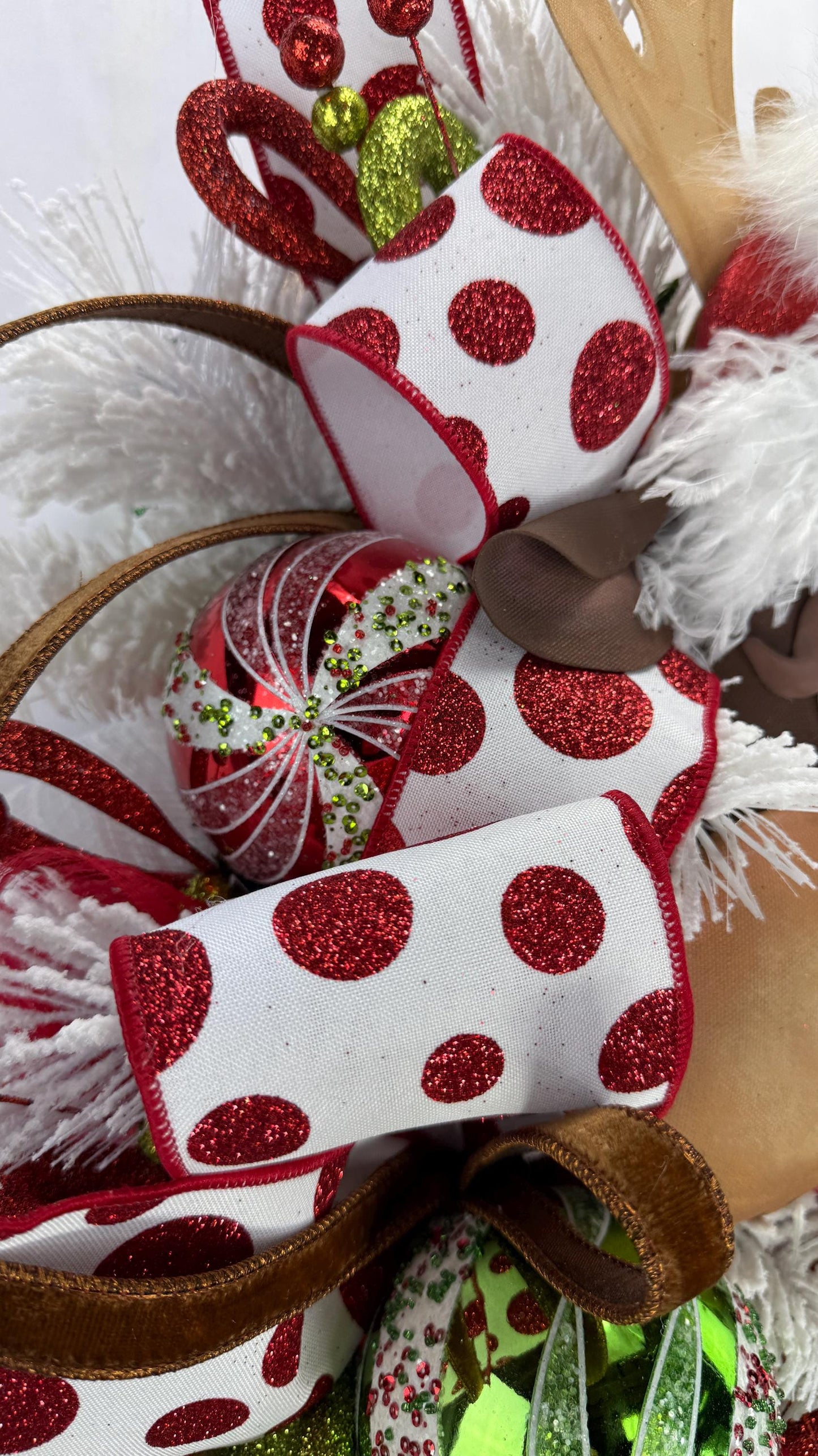Handmade Rustic Reindeer Wreath, Red And White Holiday Decor for a Warm Welcome, Festive Decor