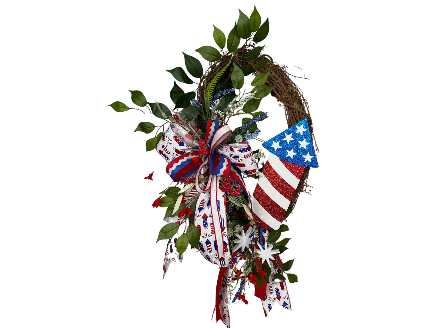 Patriotic red, white, blue wreath, Elegant Grapevine Wreath, Summer Patriotic Wreath, Patriotic Stars Wreath, July Fourth decor, USA decor