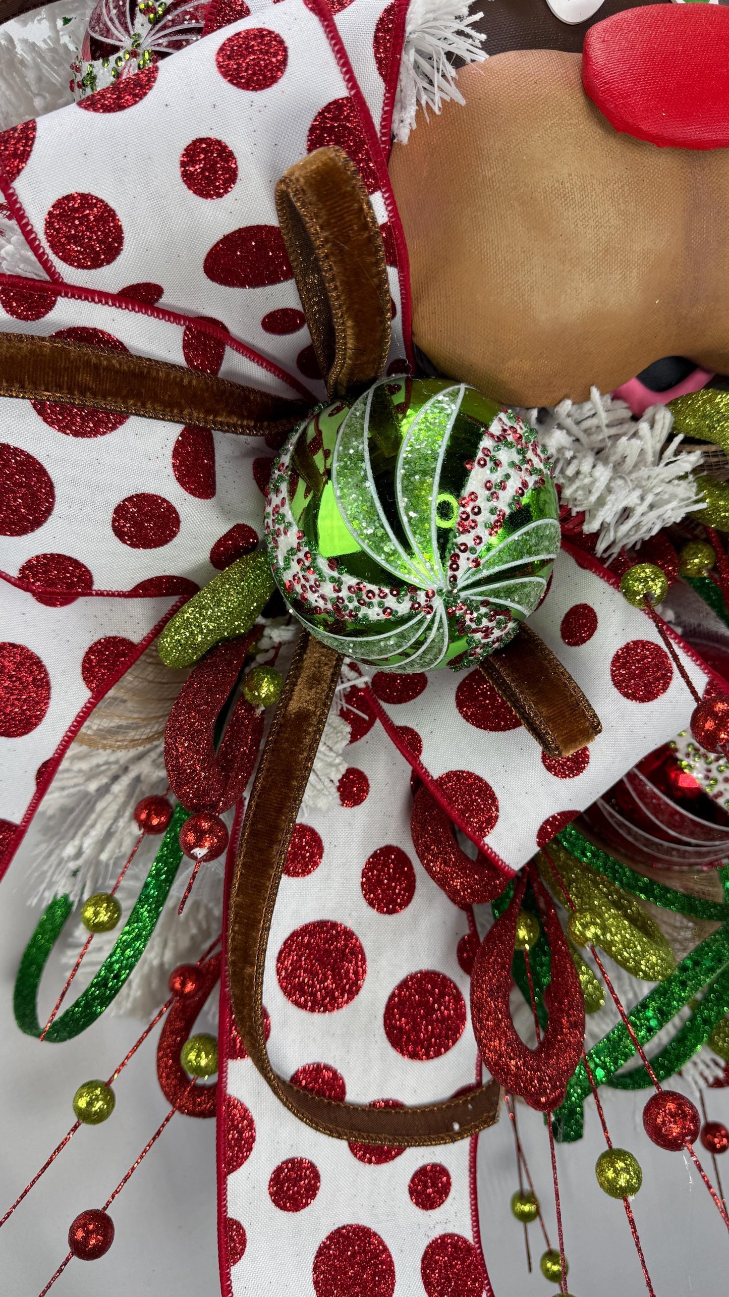 Handmade Rustic Reindeer Wreath, Red And White Holiday Decor for a Warm Welcome, Festive Decor