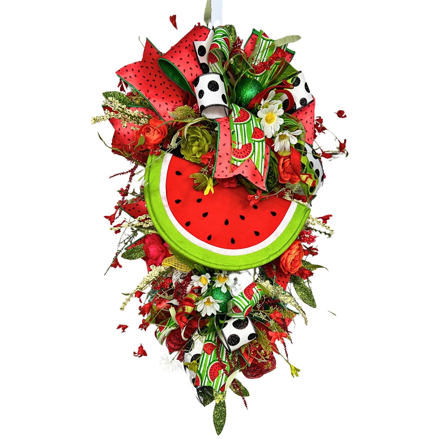 Handmade Watermelon Swag: Summer Door Decoration with Floral Accents