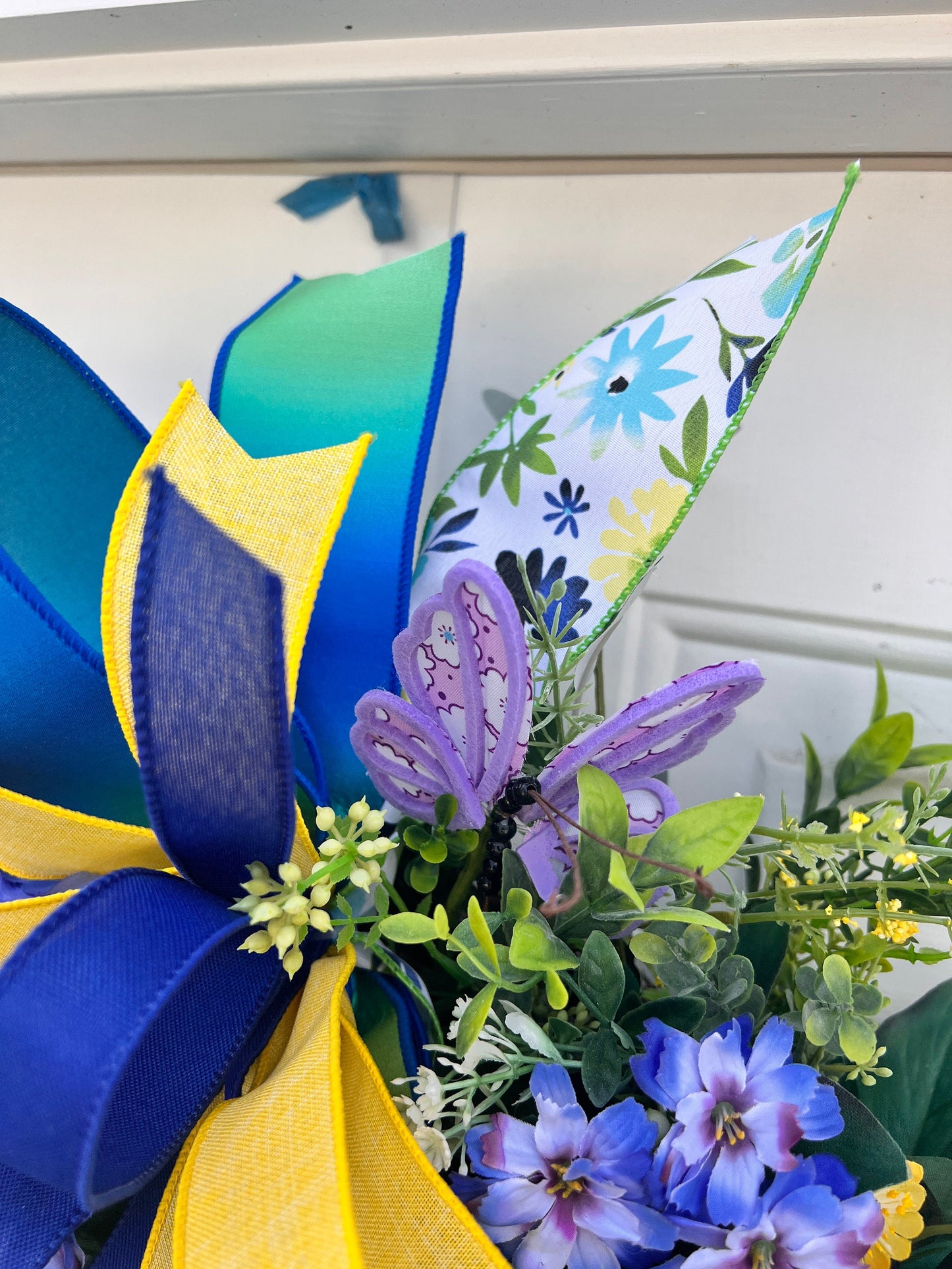 Blue Peony Wreath: Floral Grapevine, Summer Farmhouse Decor