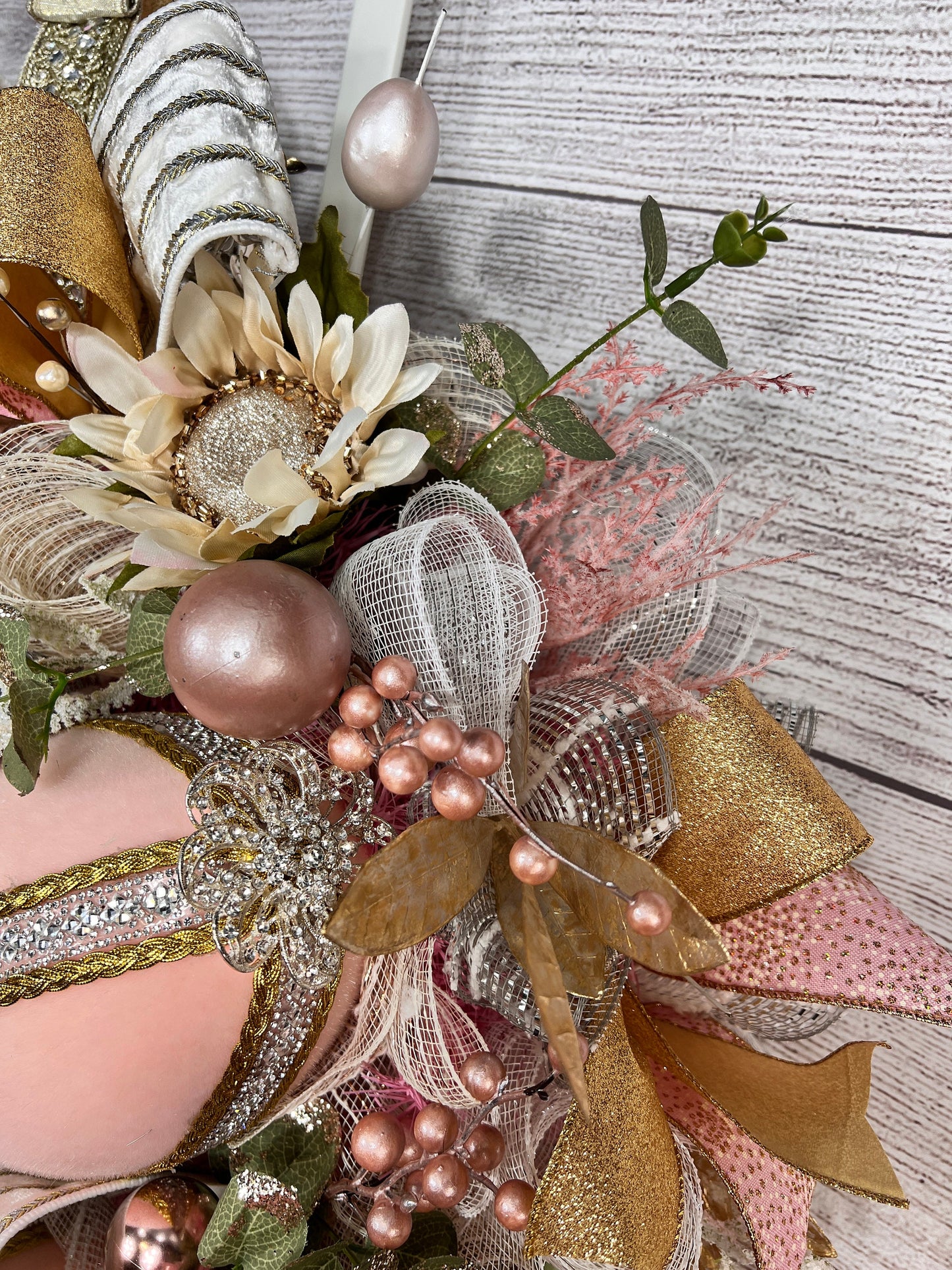 Handmade Jeweled Easter Egg Wreath: Elegant Spring Door Decor