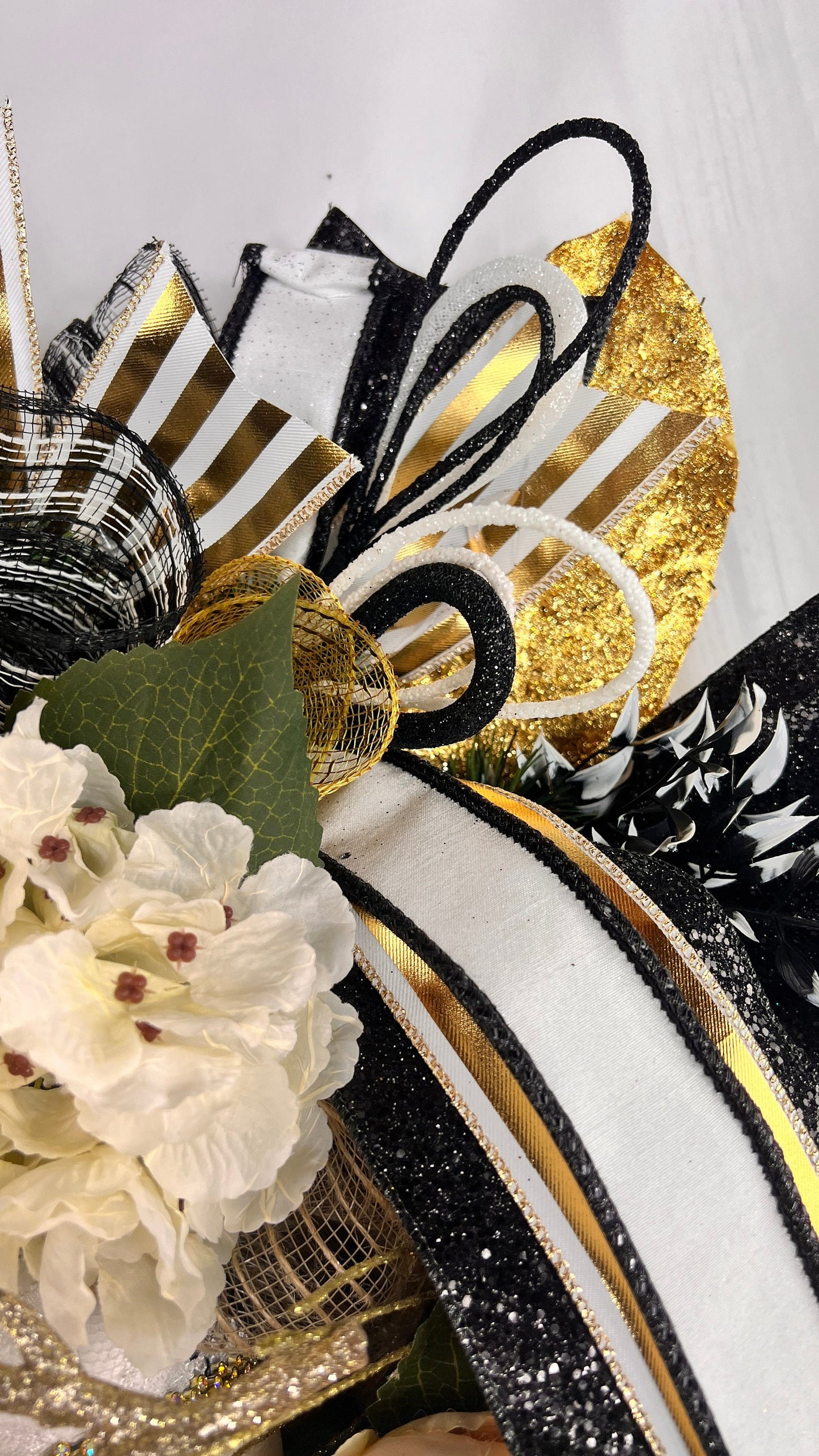 Luxury Fall Wreath: Black, Gold, & Velvet Jeweled Pumpkins