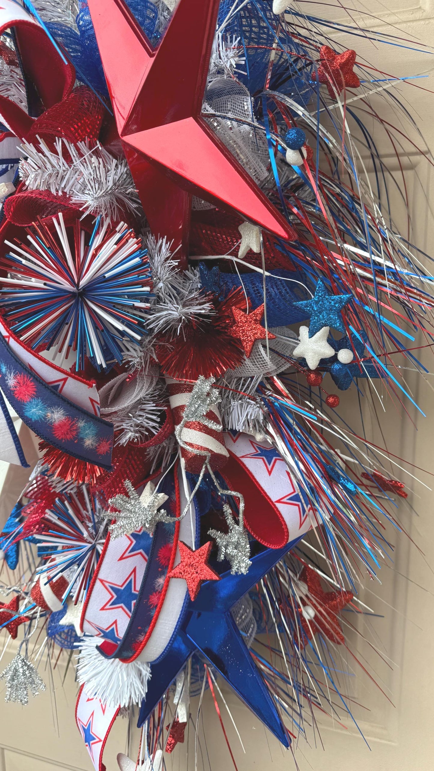 Patriotic Swag Wreath: Extra Large Americana 4th of July Door Decor