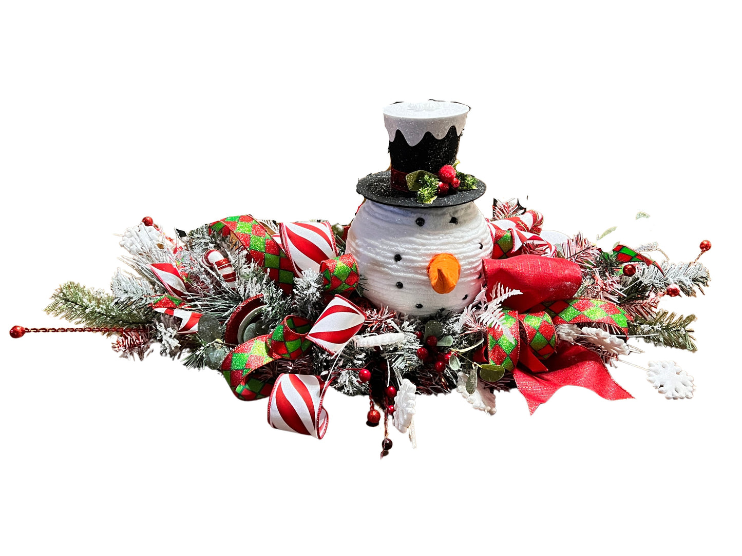 Christmas Centerpiece for dining table, Snowman centerpiece, Whimsical Holiday table, Large Christmas Centerpiece, Winter centerpiece