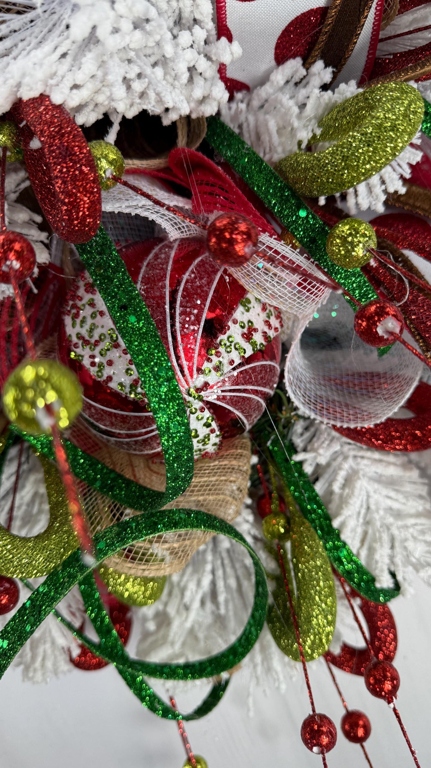 Handmade Rustic Reindeer Wreath, Red And White Holiday Decor for a Warm Welcome, Festive Decor
