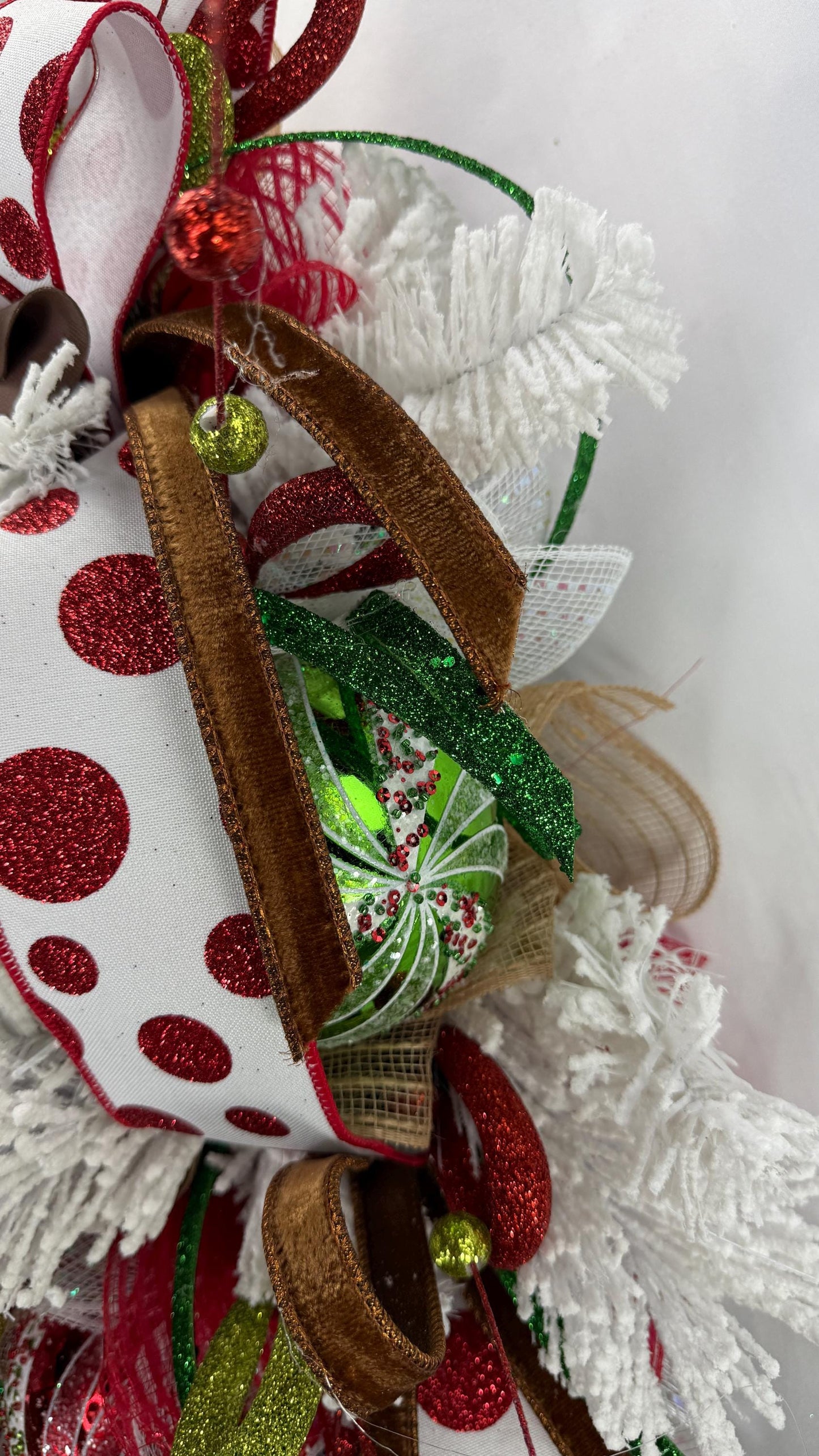Handmade Rustic Reindeer Wreath, Red And White Holiday Decor for a Warm Welcome, Festive Decor