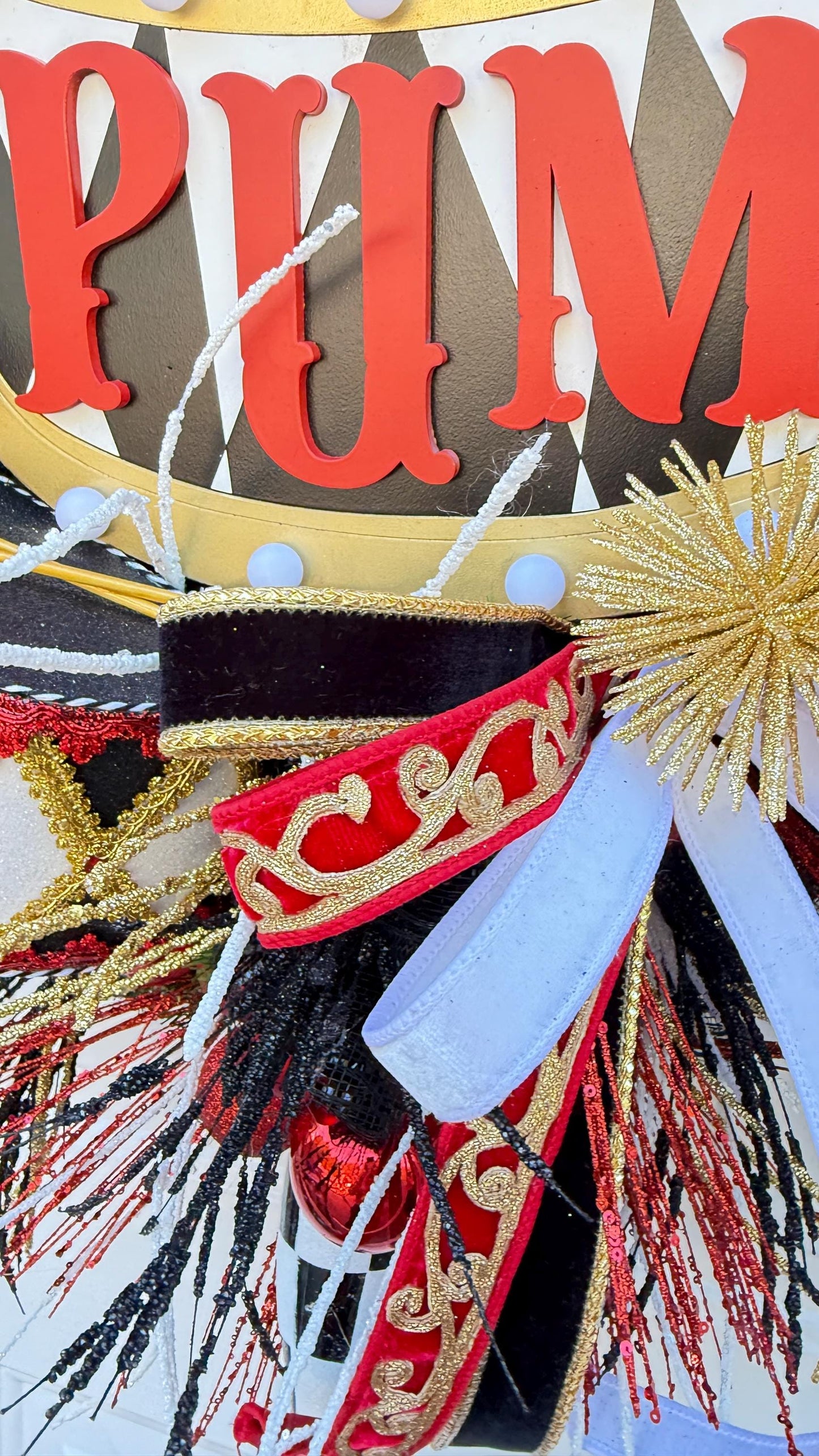 Little Drummer Boy Christmas Swag: Red, Black & Gold Holiday Decor