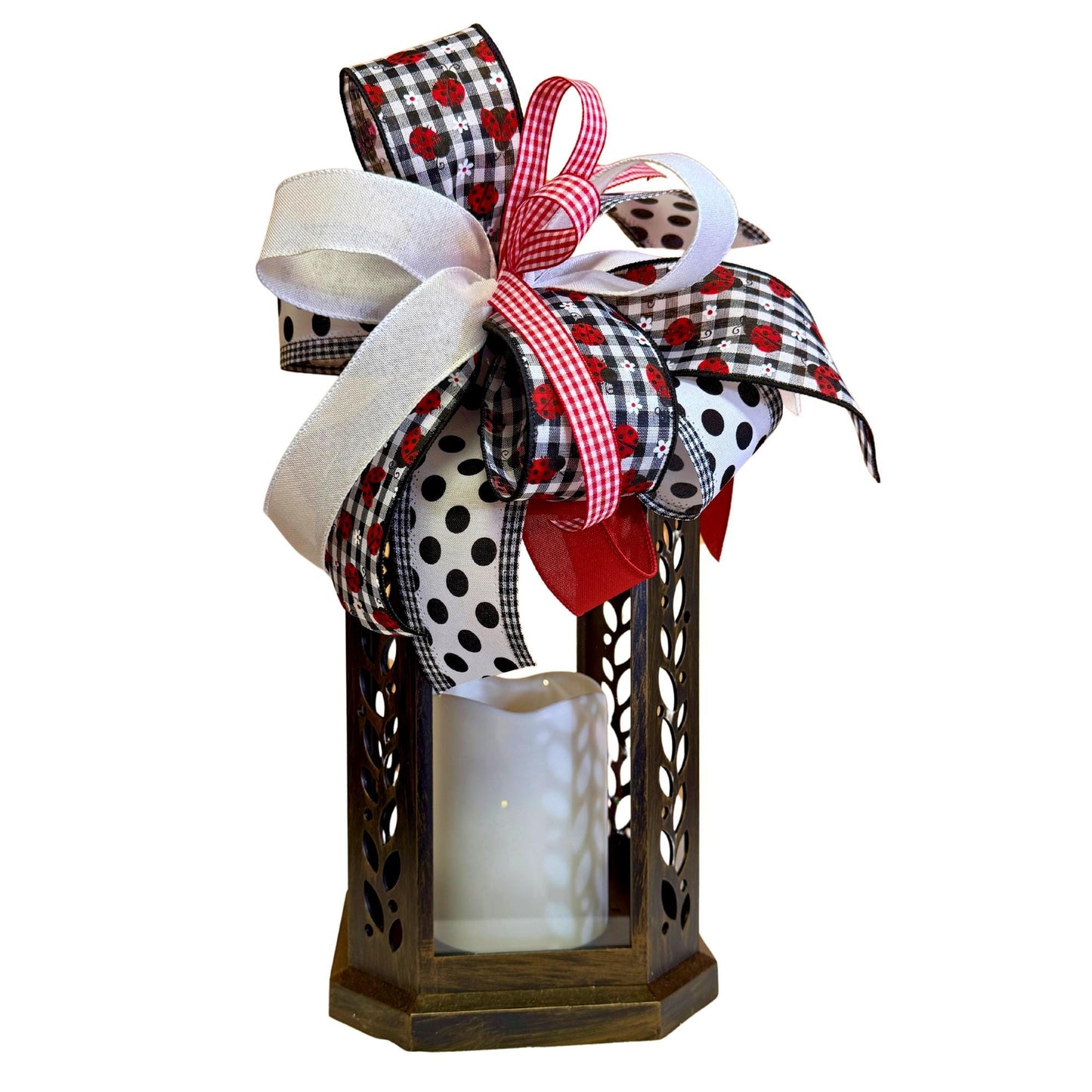 Ladybug Summer Bow: Red, Black & White Ribbon Decor