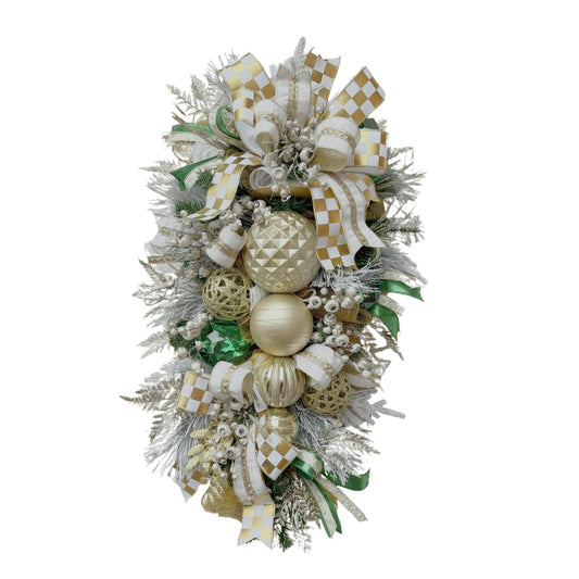 Luxury Gold & Ivory Christmas Swag: Holiday Door Decor