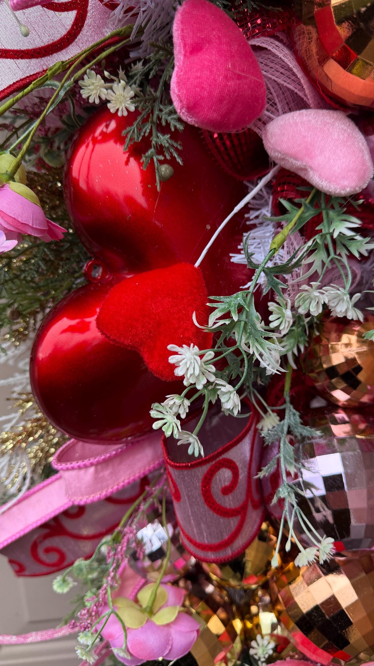 Jeweled Heart Valentine's Day Swag: Pink & Red Door Decor