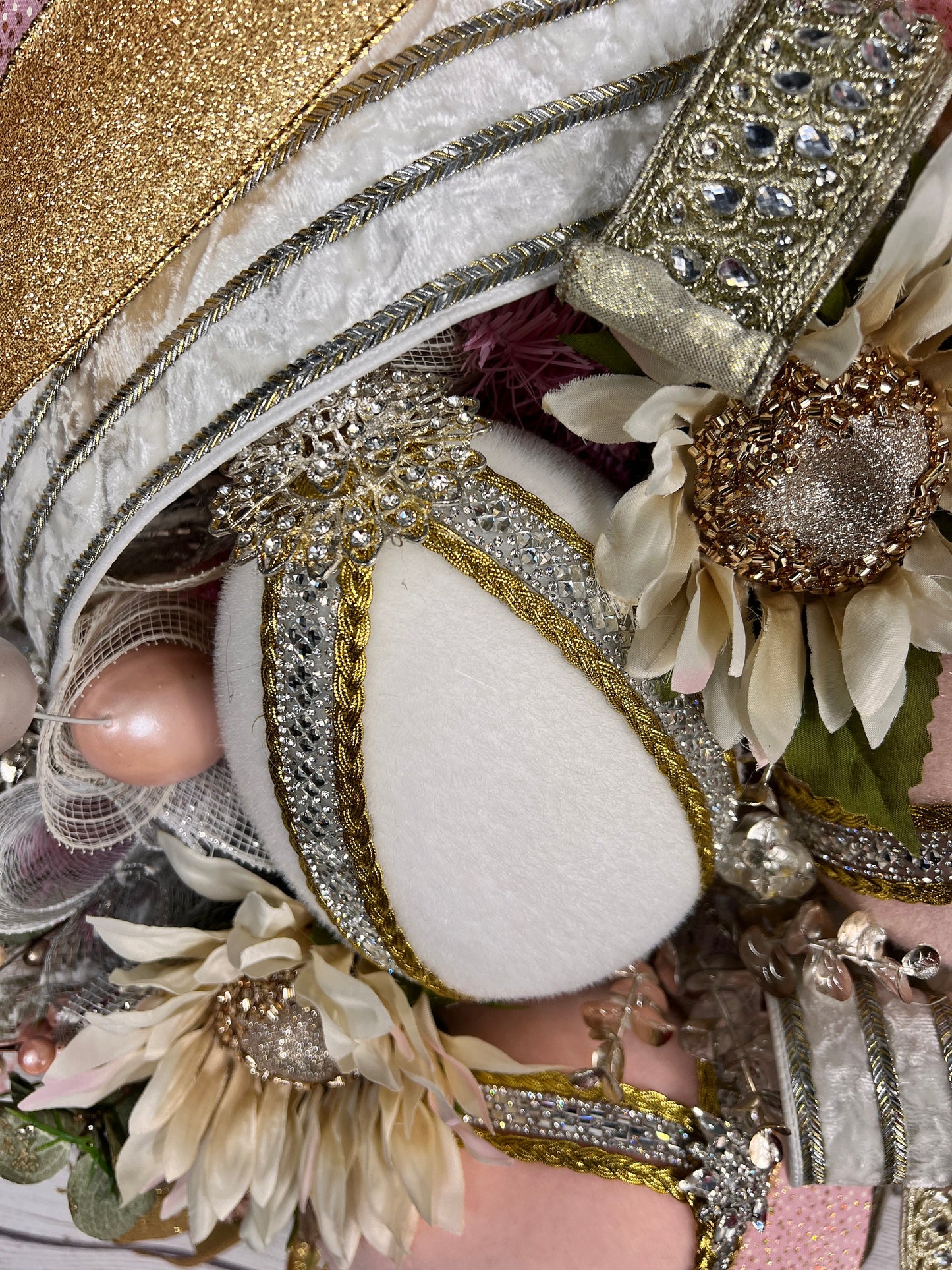 Handmade Jeweled Easter Egg Wreath: Elegant Spring Door Decor