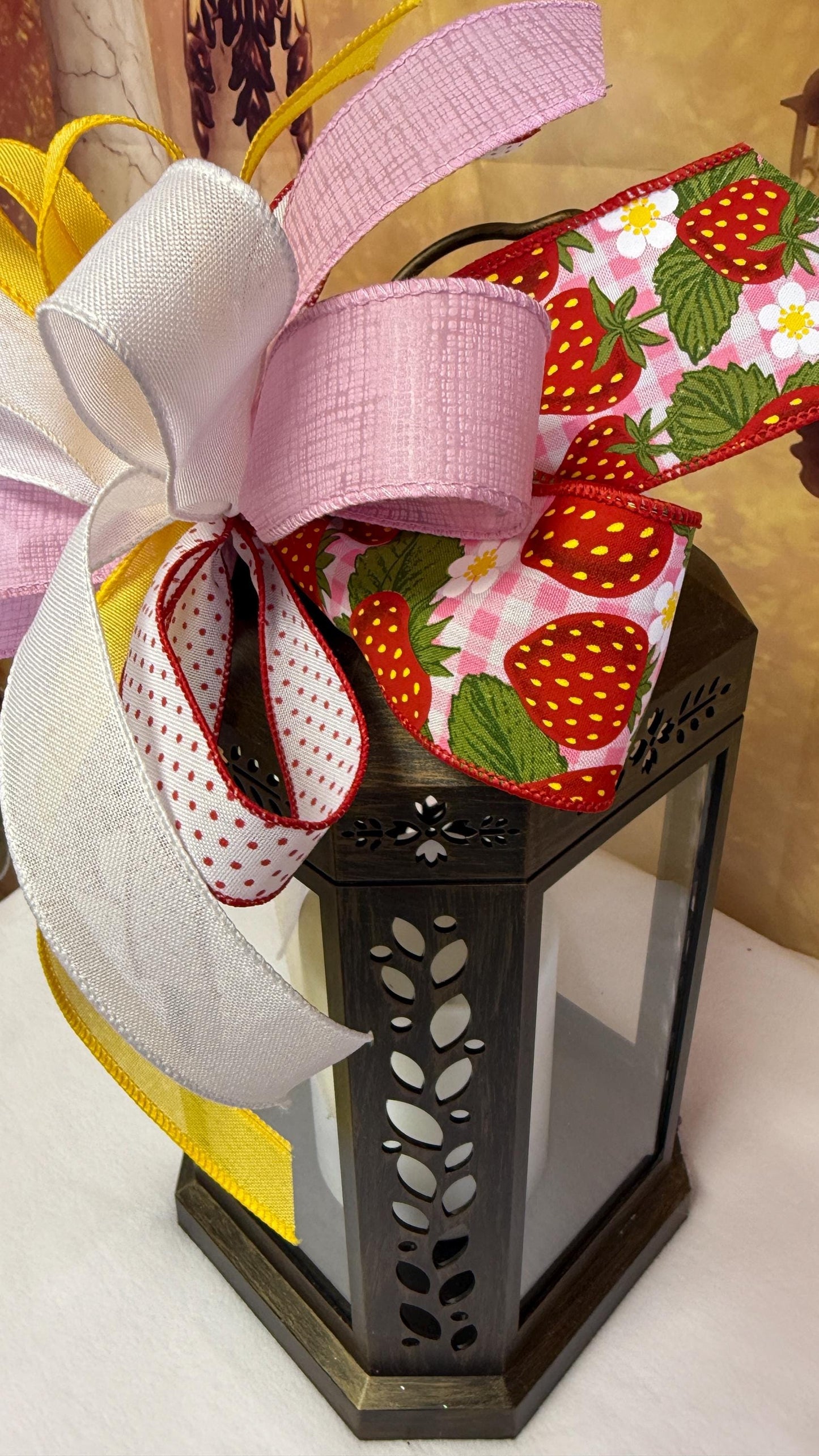 Strawberry Summer Bow: Red Gingham Party Decor (12 Inch)