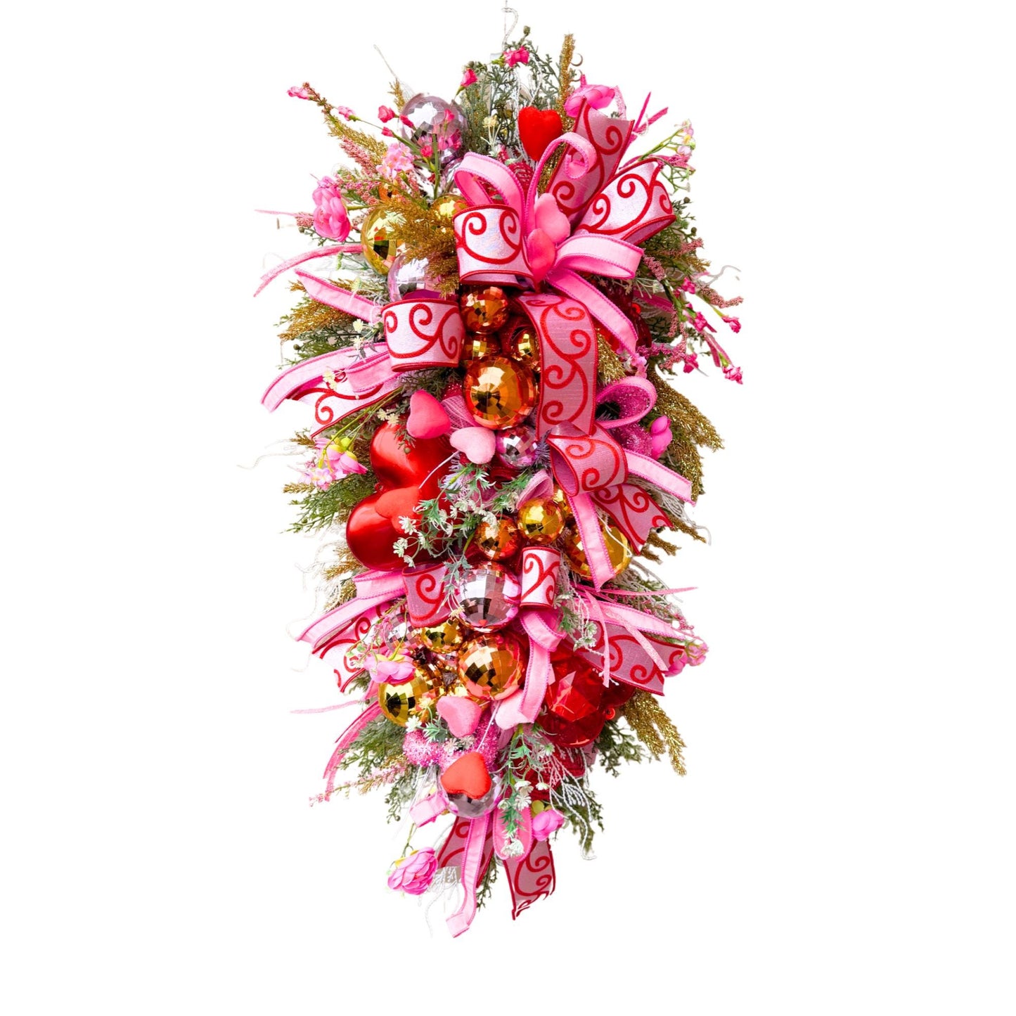 Jeweled Heart Valentine's Day Swag: Pink & Red Door Decor