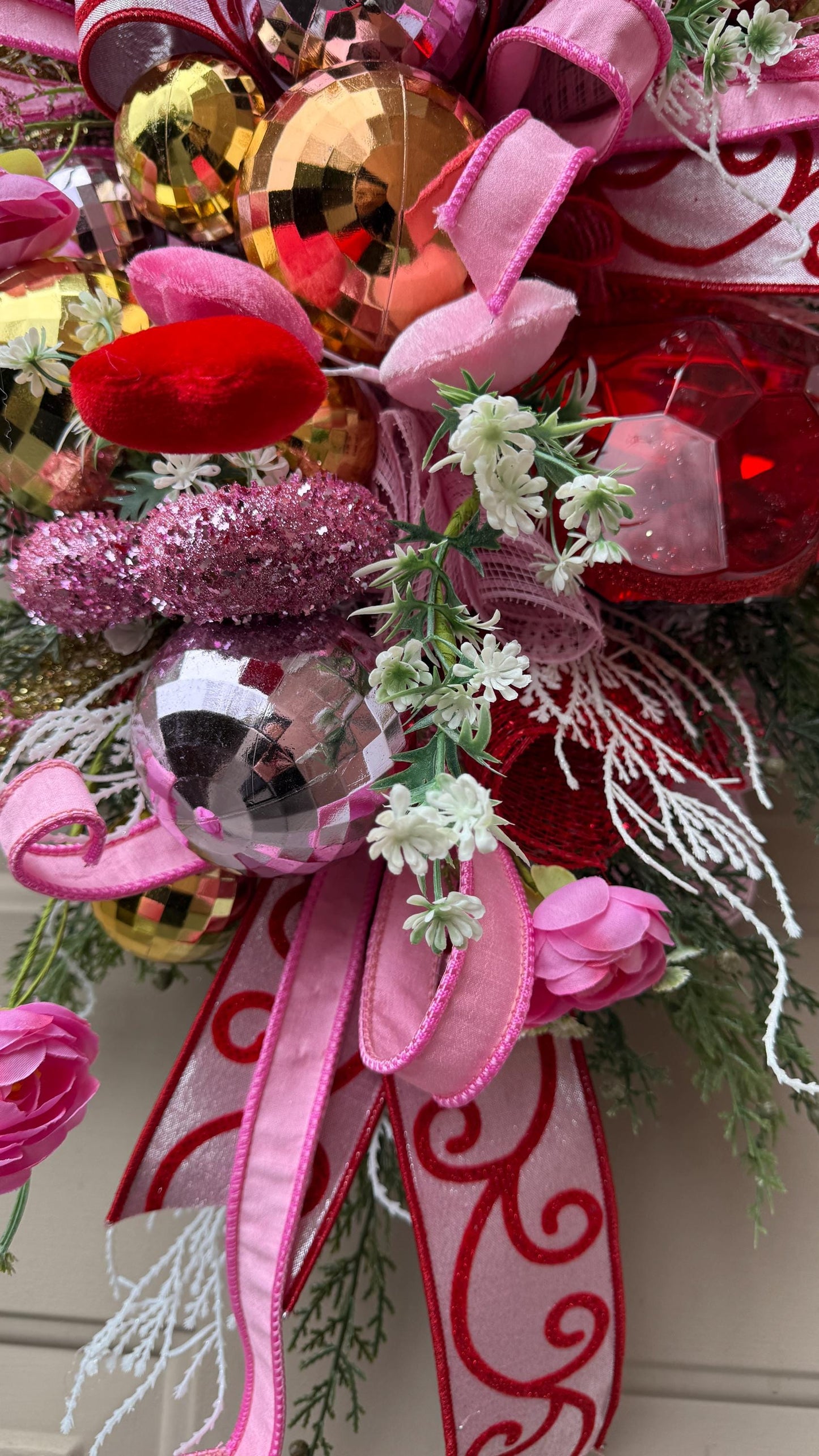 Jeweled Heart Valentine's Day Swag: Pink & Red Door Decor