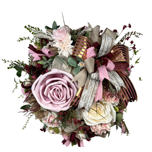 Extra large floral wreath, Rustic Farmhouse, Floral home decor, Handmade gift, gift for her, Summer wreath for front door, Spring wreath