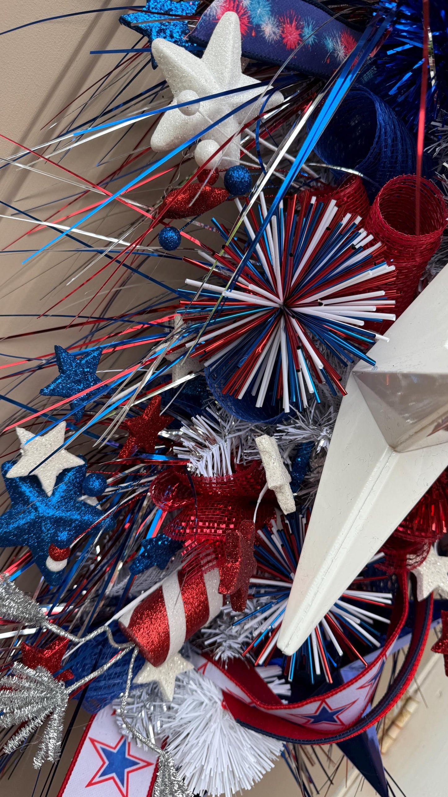 Patriotic Swag Wreath: Extra Large Americana 4th of July Door Decor