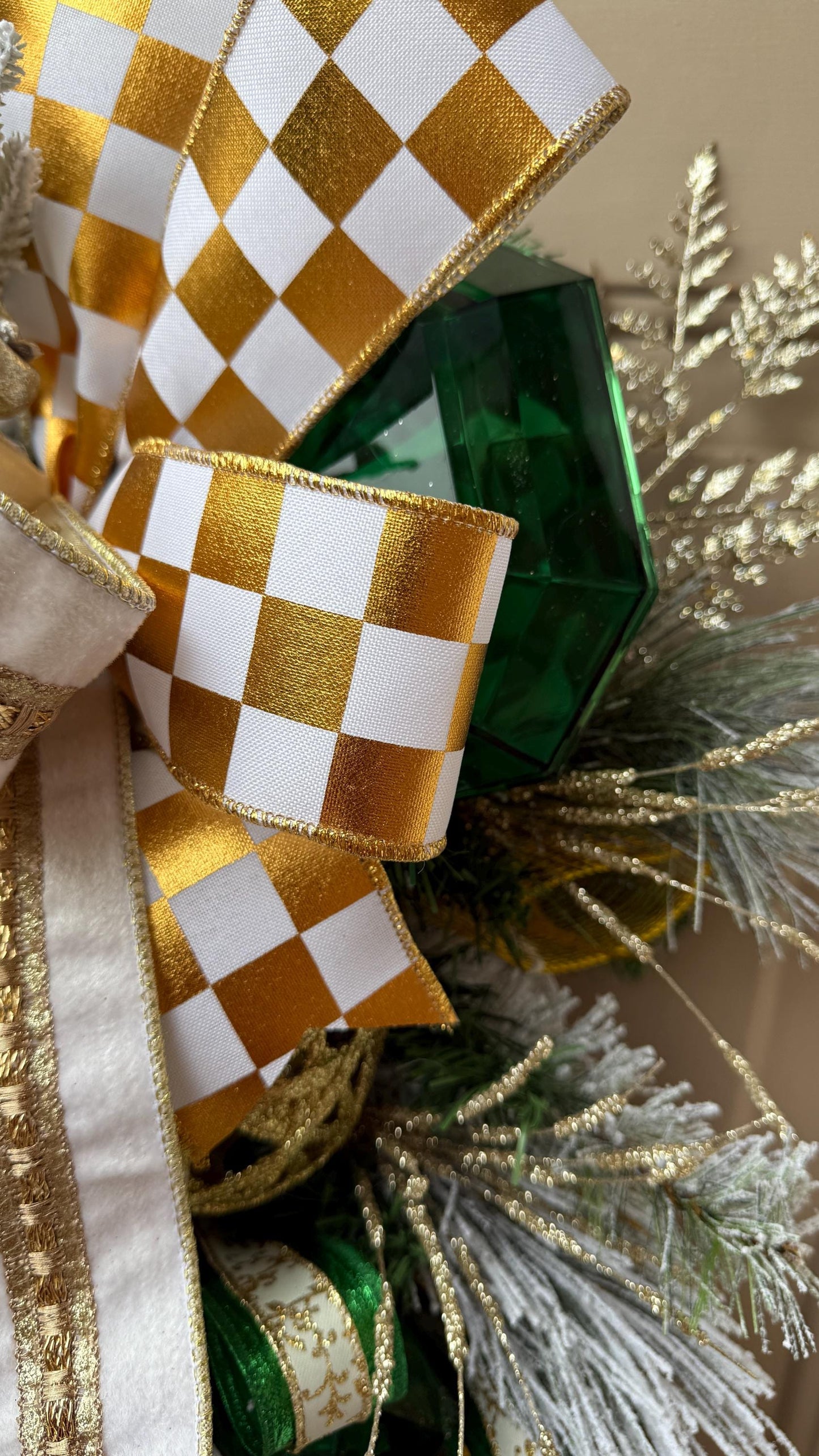 Luxury Gold & Ivory Christmas Swag: Holiday Door Decor