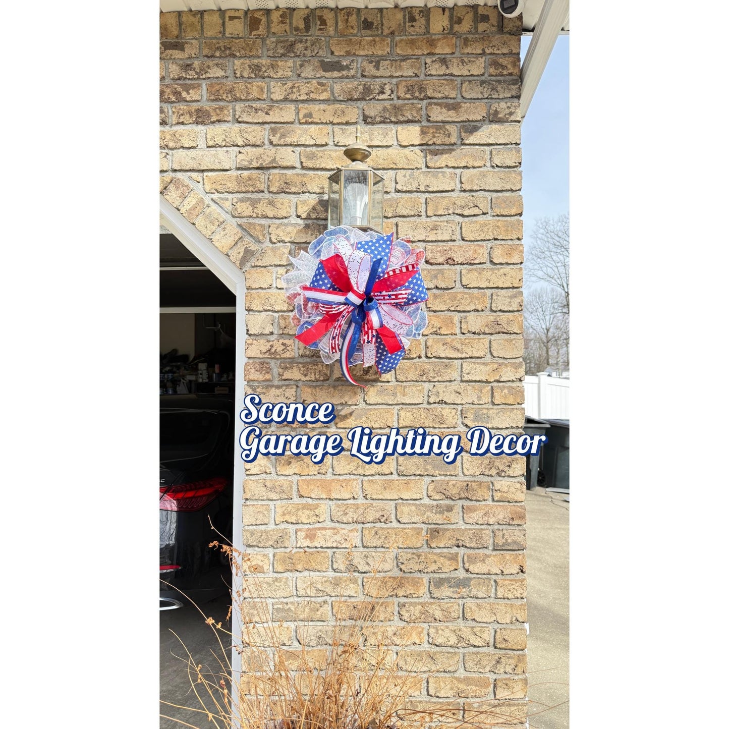 Patriotic 4th of July Door Bow, American Flag Wreath Topper