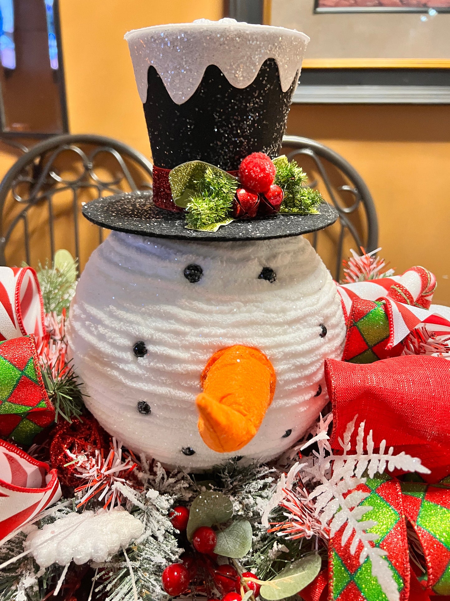 Christmas Centerpiece for dining table, Snowman centerpiece, Whimsical Holiday table, Large Christmas Centerpiece, Winter centerpiece