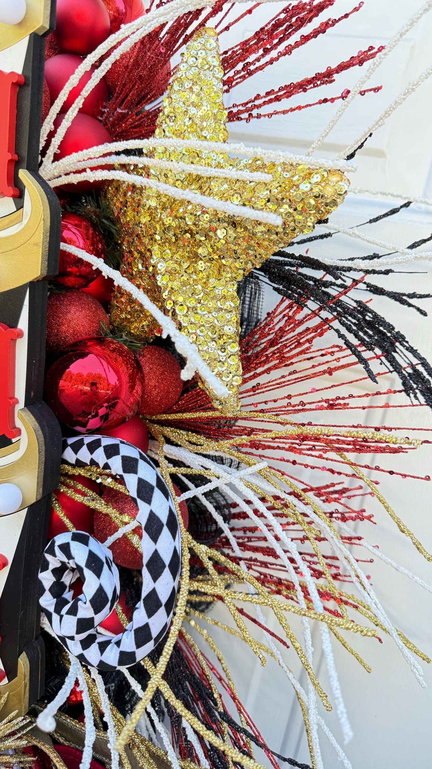 Little Drummer Boy Christmas Swag: Red, Black & Gold Holiday Decor