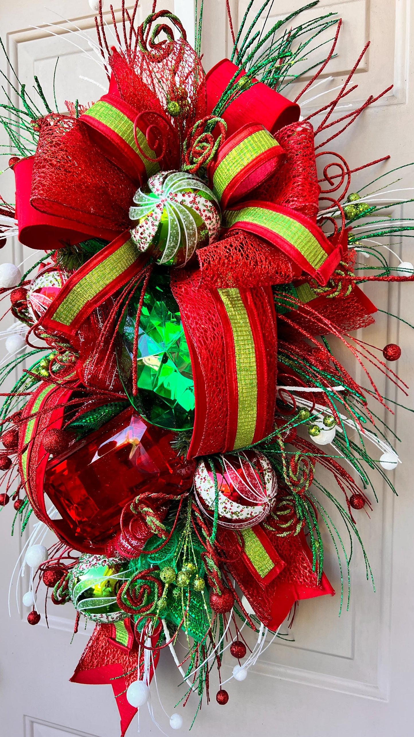 Handmade Christmas Swag: Red & Green Holiday Door Decor