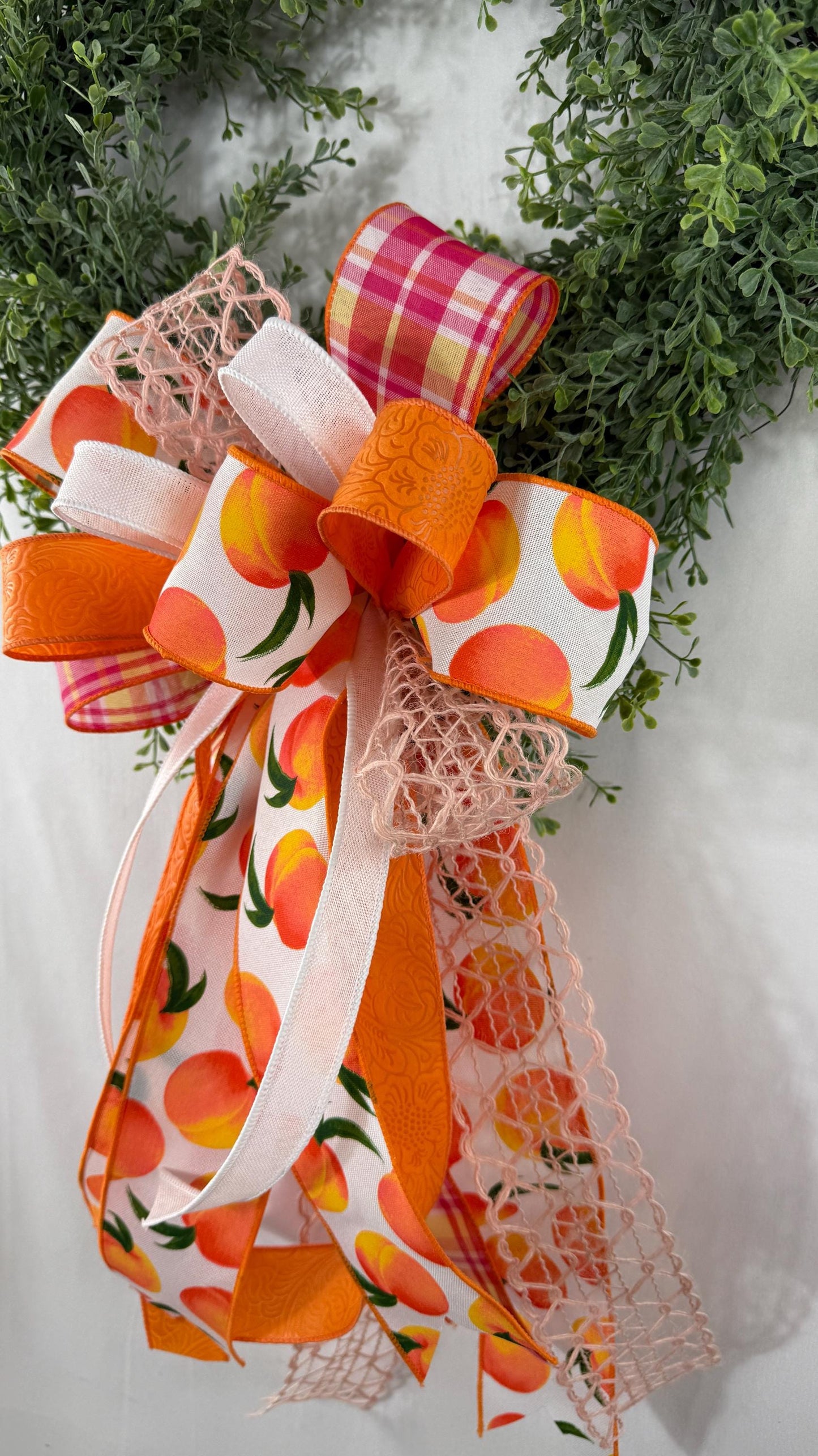 Boxwood Wreath with Bow: Rustic Farmhouse Front Door Decor