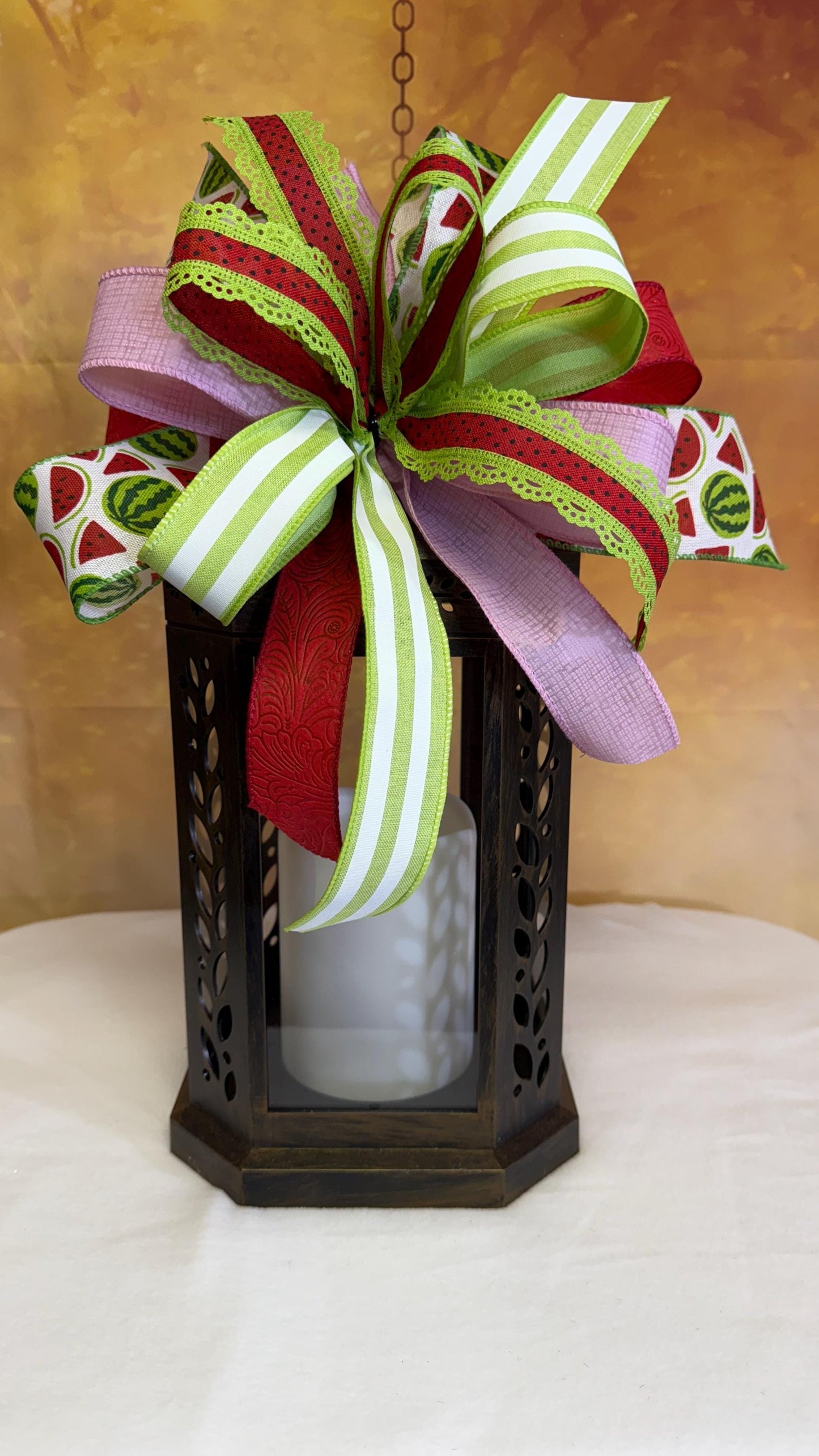Watermelon Summer Bow, Handmade Ribbon Wreath Attachment