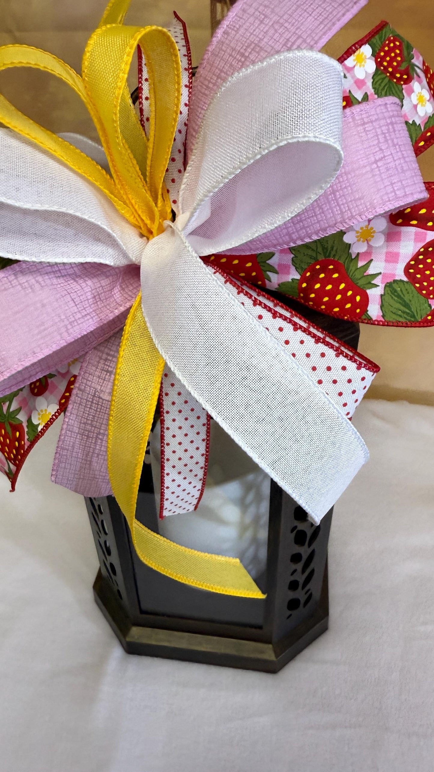 Strawberry Summer Bow: Red Gingham Party Decor (12 Inch)