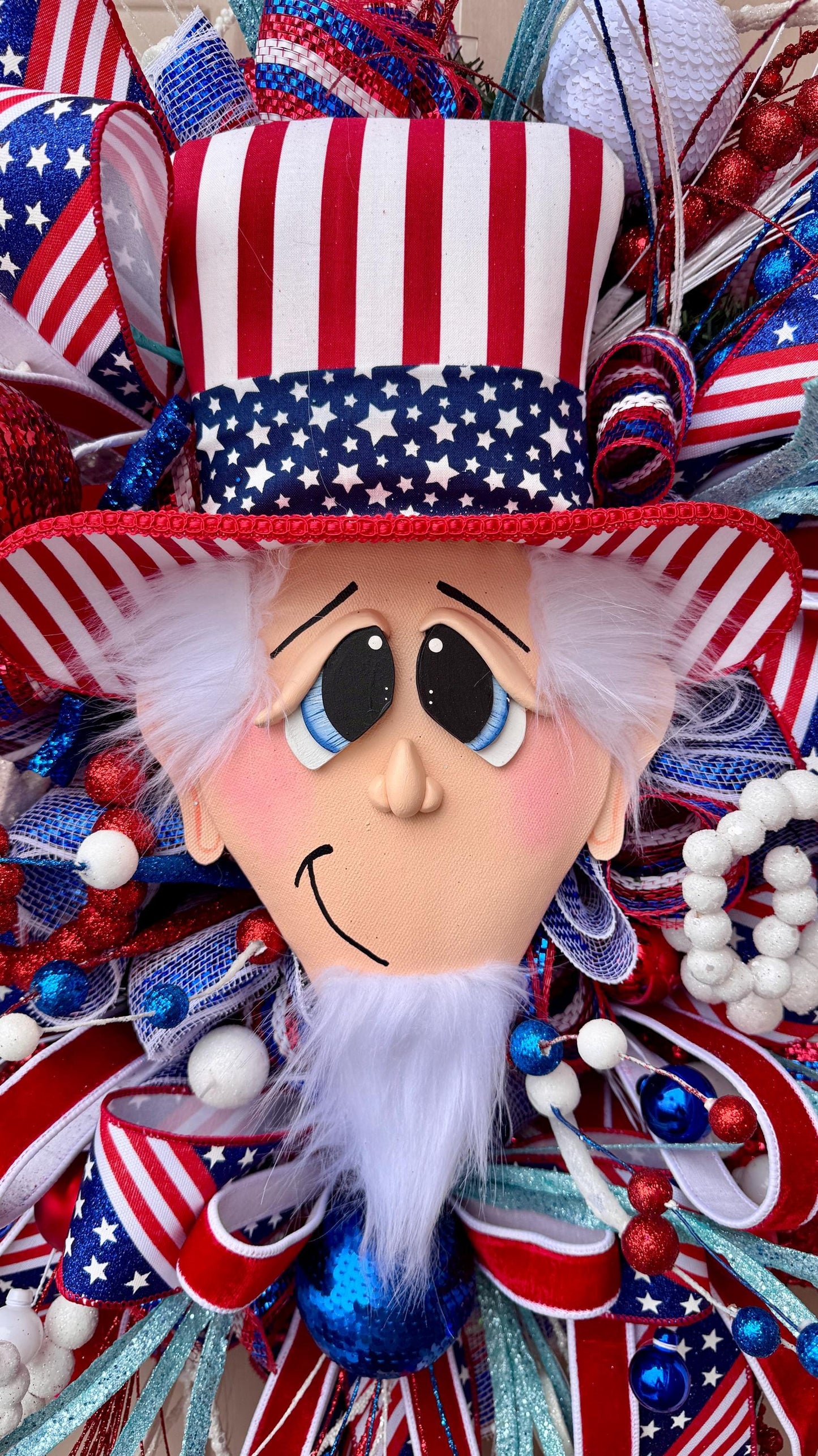 Handmade Patriotic Uncle Sam Wreath: 4th of July Americana Decor