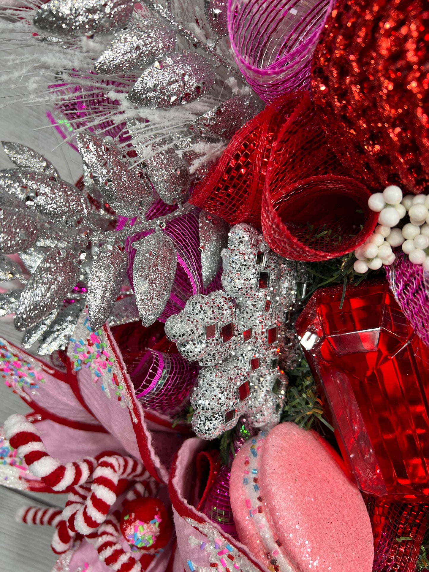 Trendy Nutcracker wreath, Seasonal Winter decorations, Pink and red Christmas,  Nutcracker Decorations, Jeweled Nutcracker.